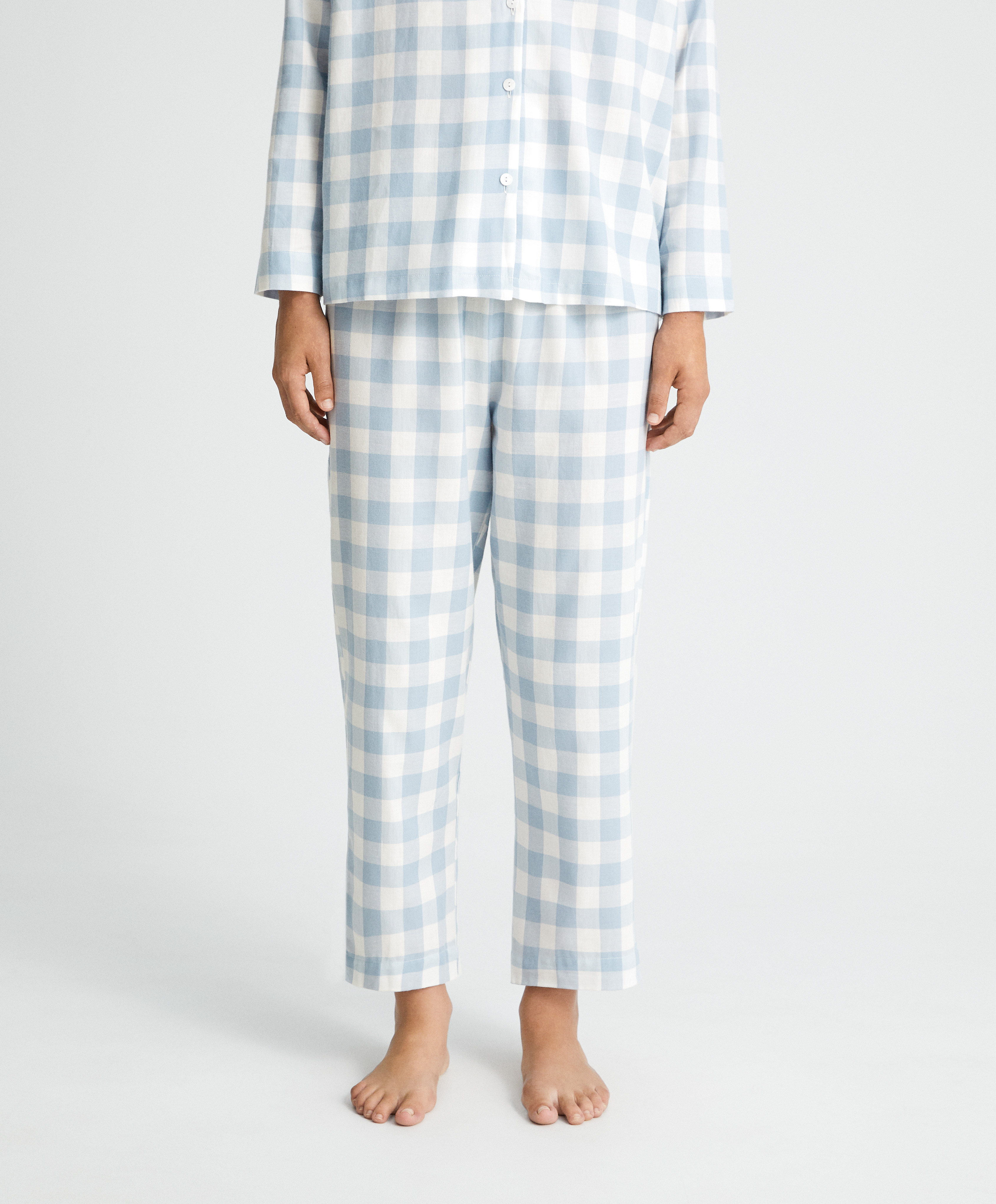 Checked 100% cotton trousers