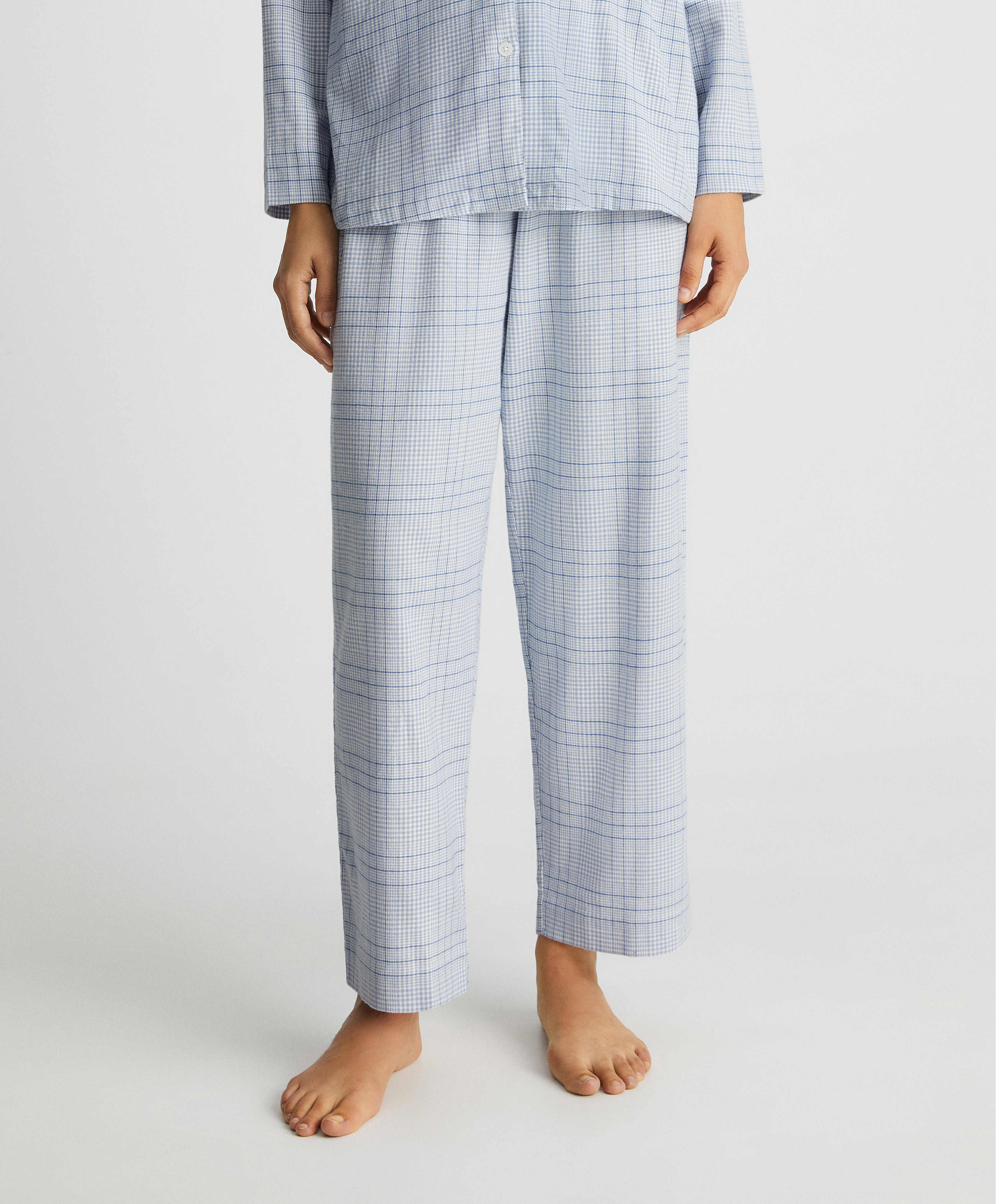 Stretch cotton check trousers