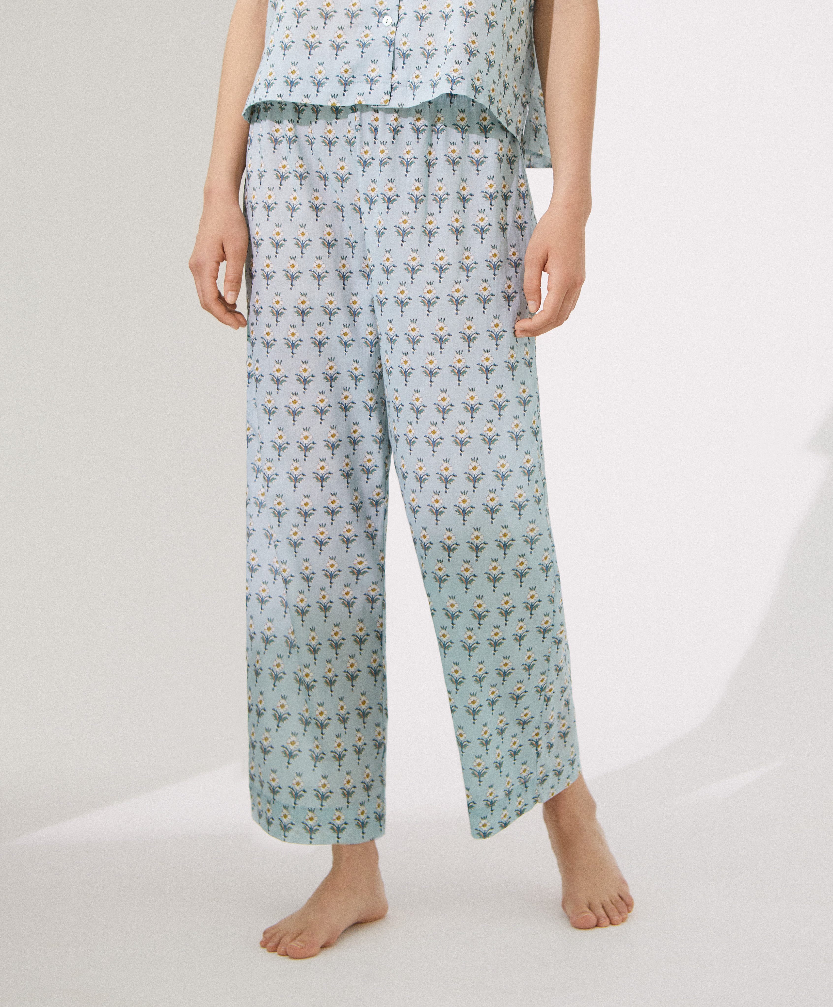 100% cotton printed trousers