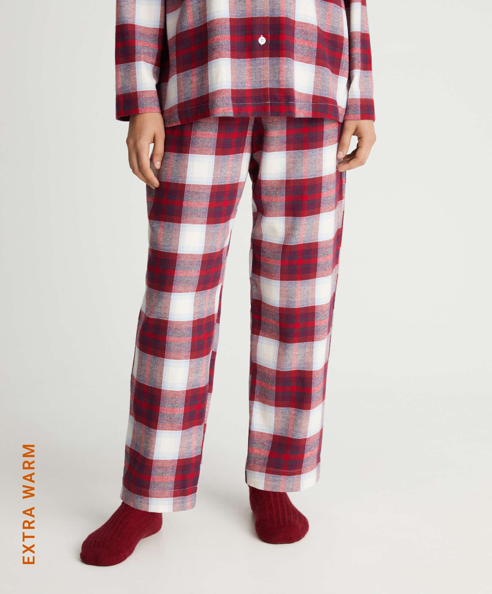 Extra warm check cotton trousers