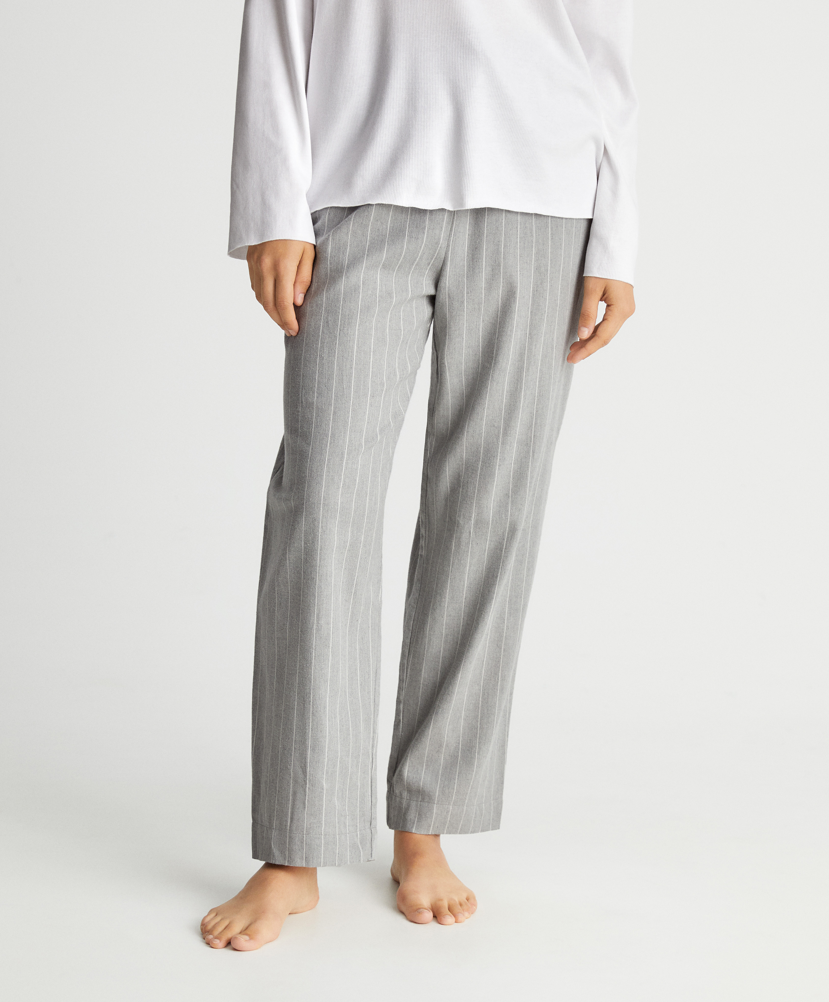 Stretch cotton straight-leg trousers