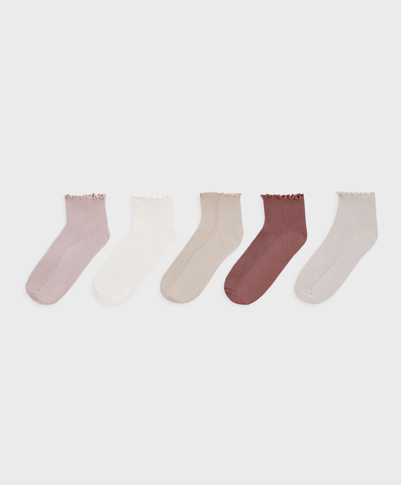 5 пар хлопковых носков средней длины с волнистым краем