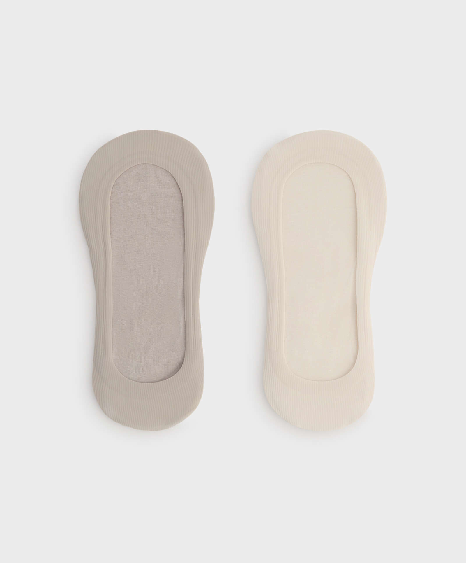 Pack de 2 pares de meias invisíveis decotadas em microfibra canelada