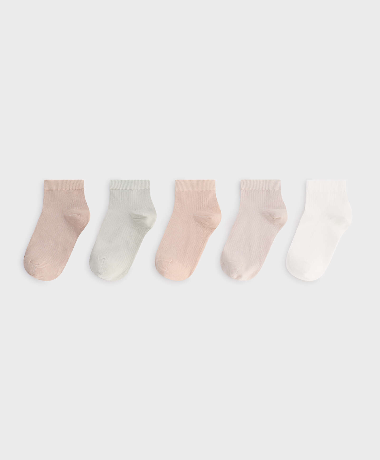 5 Paar viertellange gerippte Socken aus einem Baumwoll-Mix