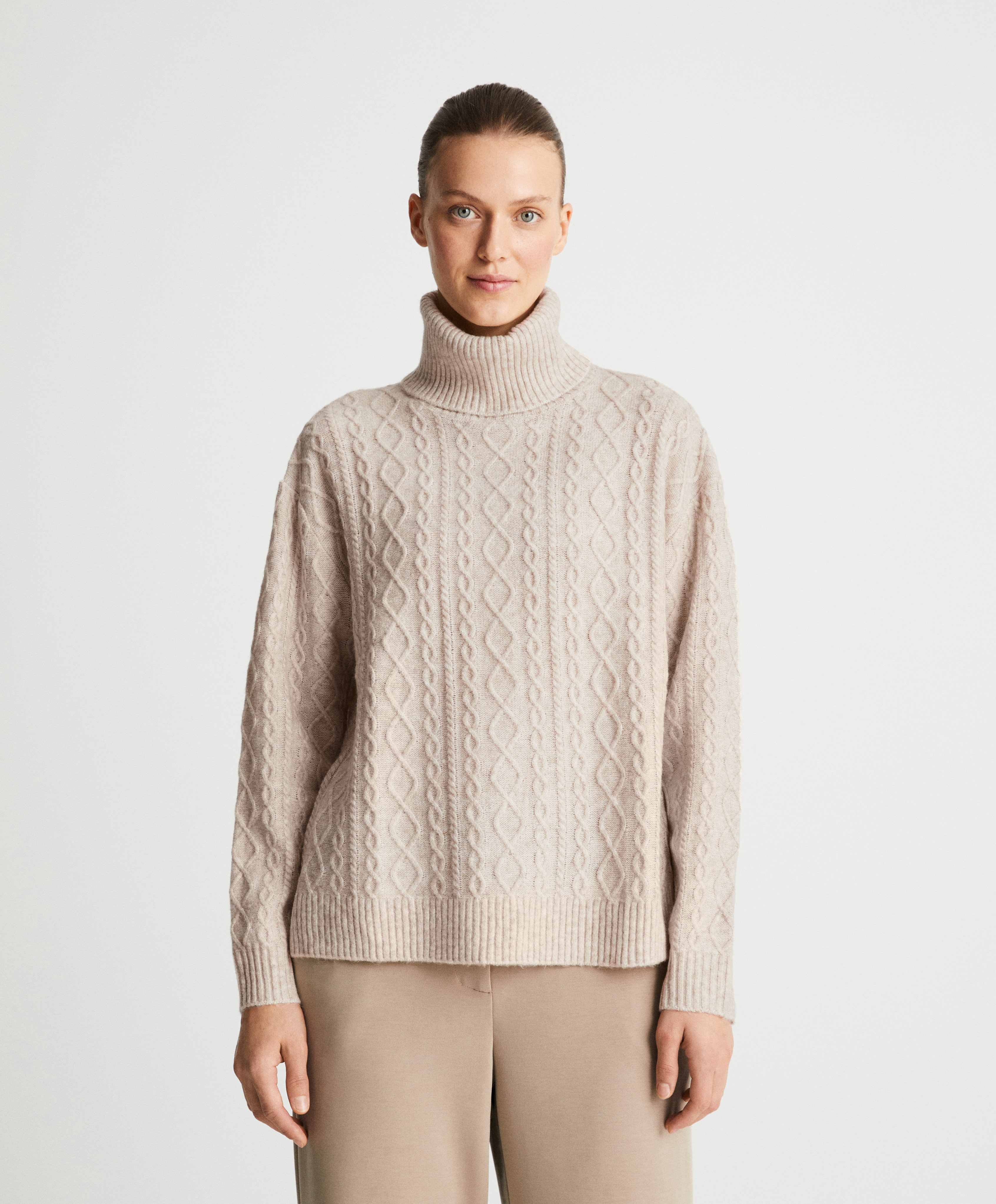 Knitted pattern high neck jumper 