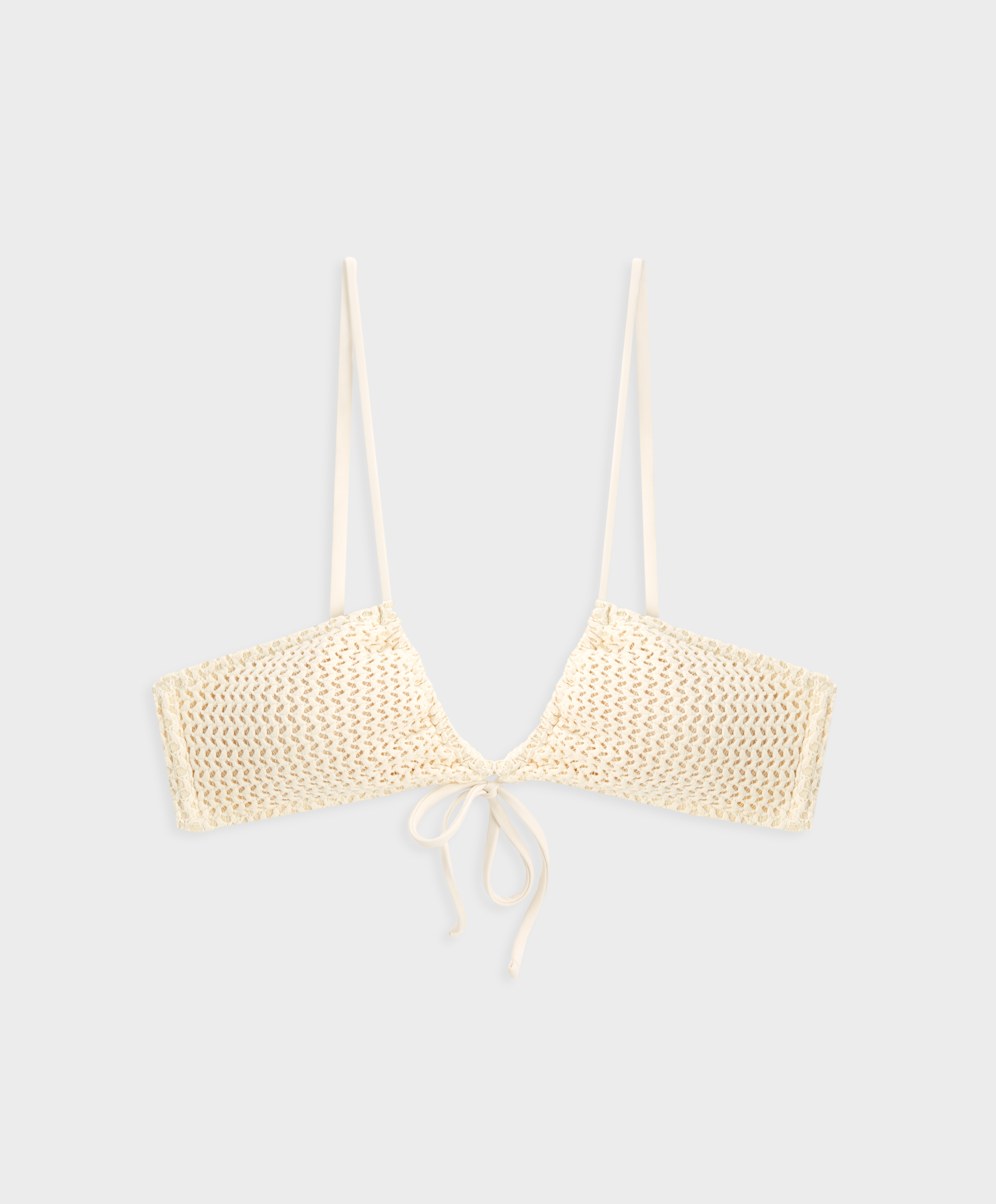 Ruched crochet triangle bikini top