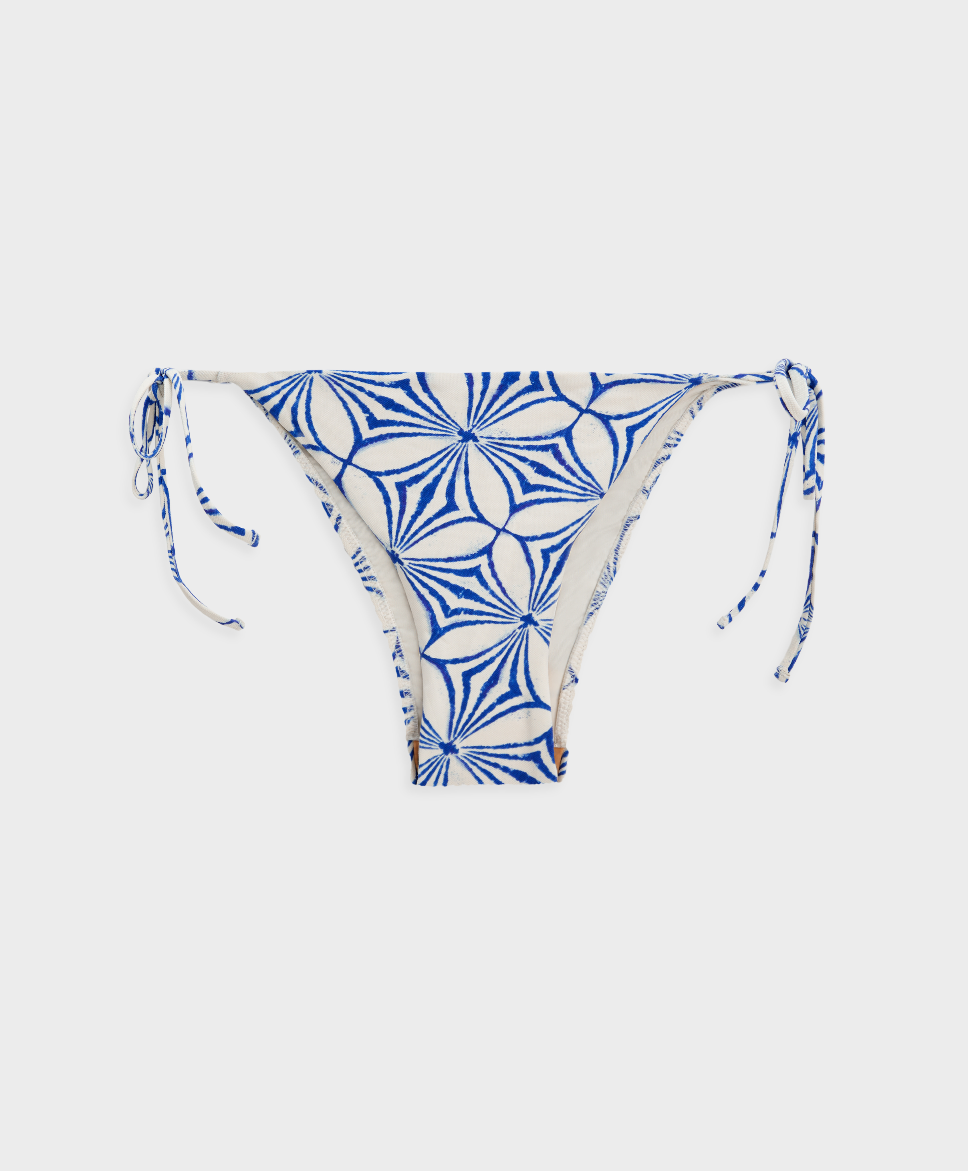 Medium-coverage bikini briefs with ties and maxi-geometric print