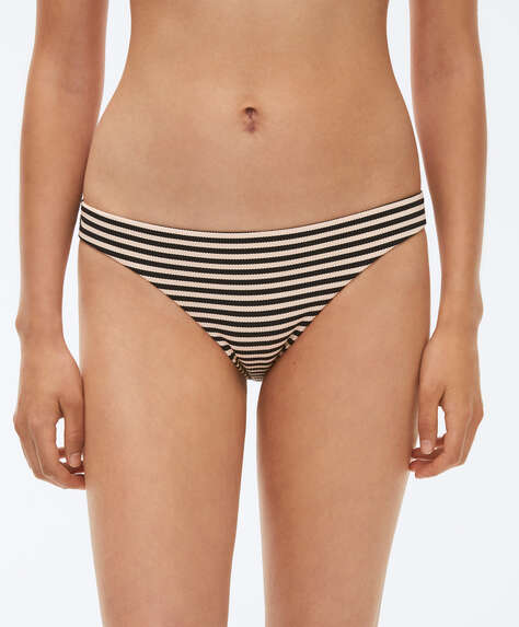 Stripe piqué medium-coverage bikini briefs