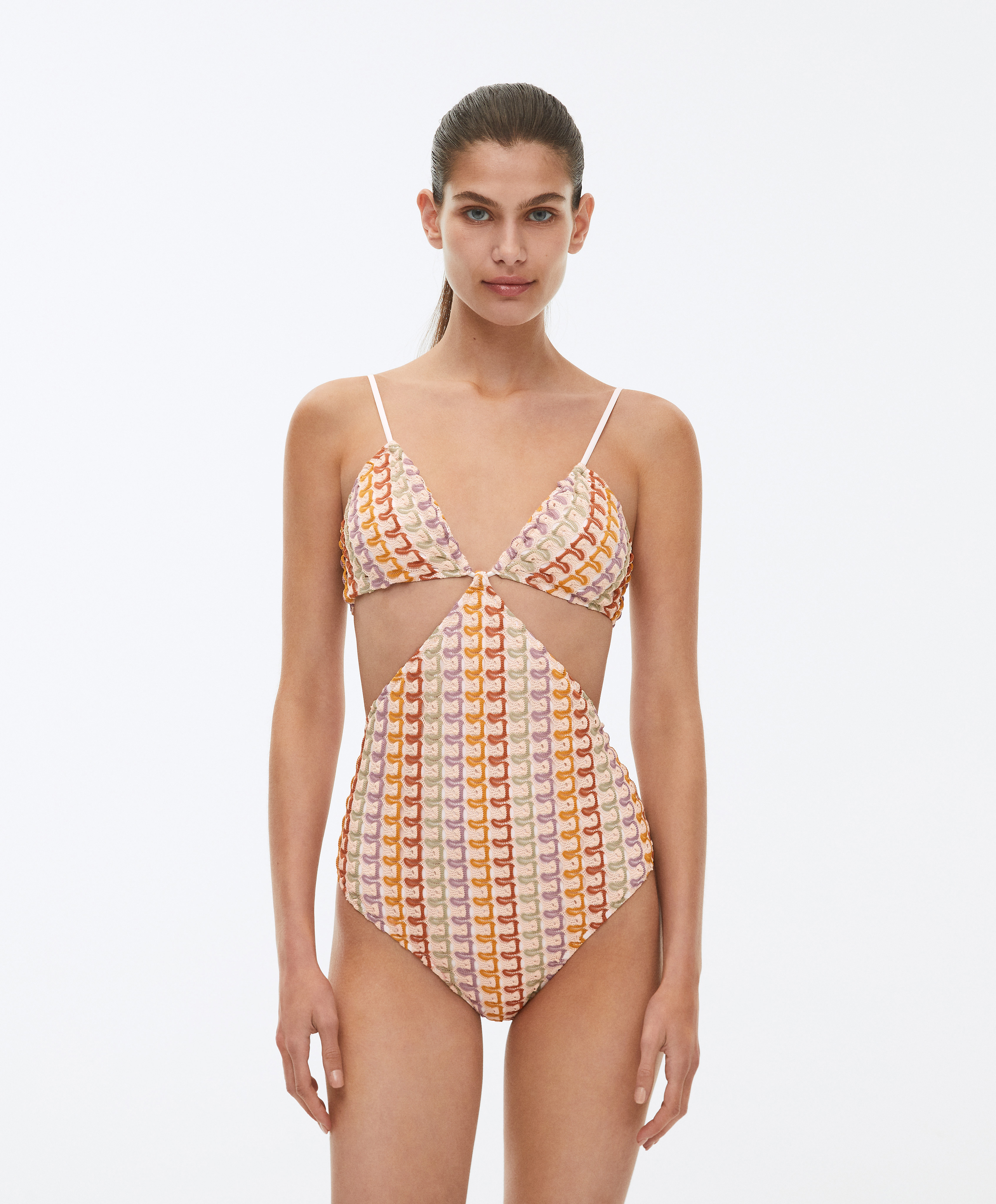 Šareni jednodelni kupaći kostim bandeau crochet