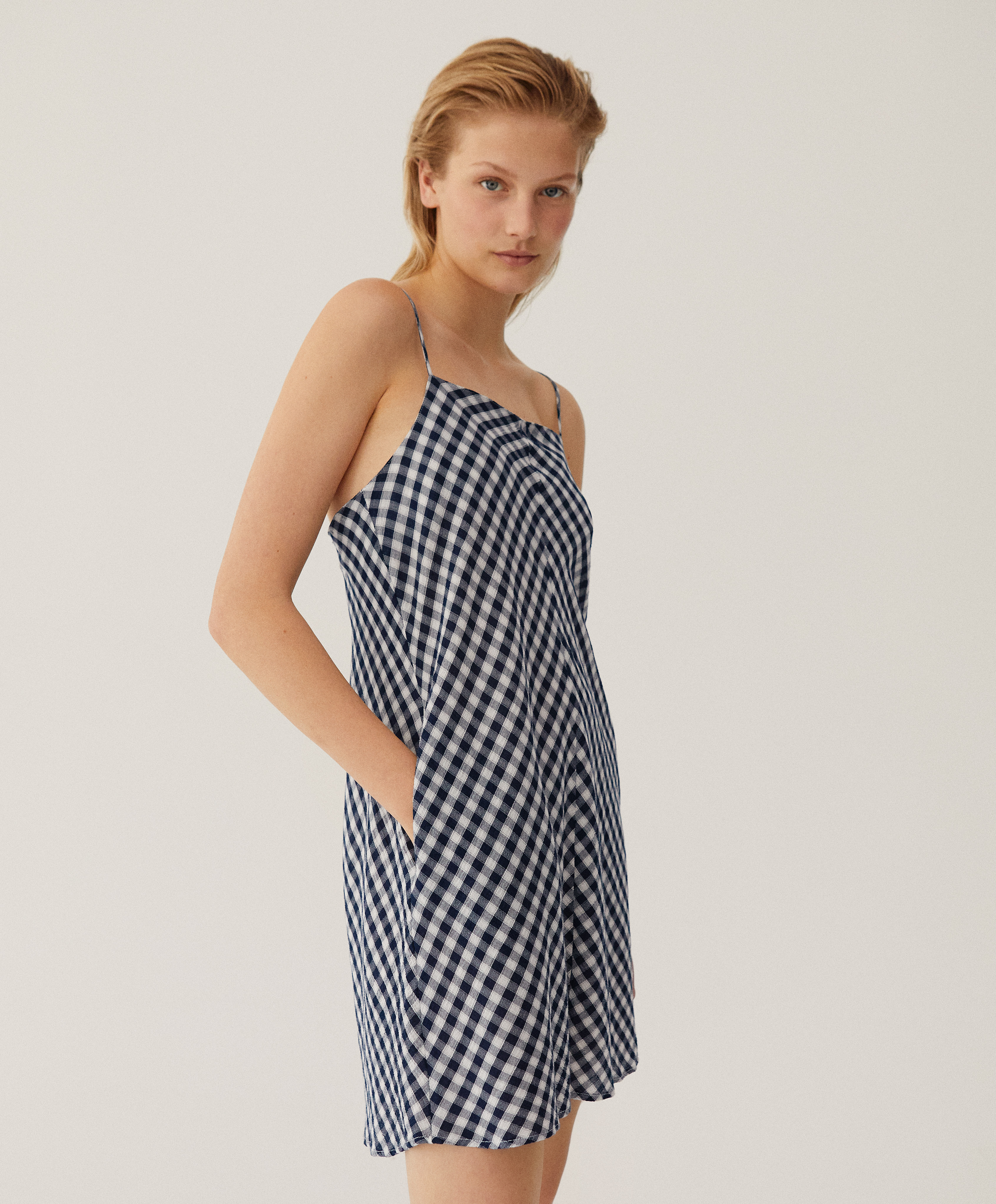 Strappy 100% cotton gingham dress