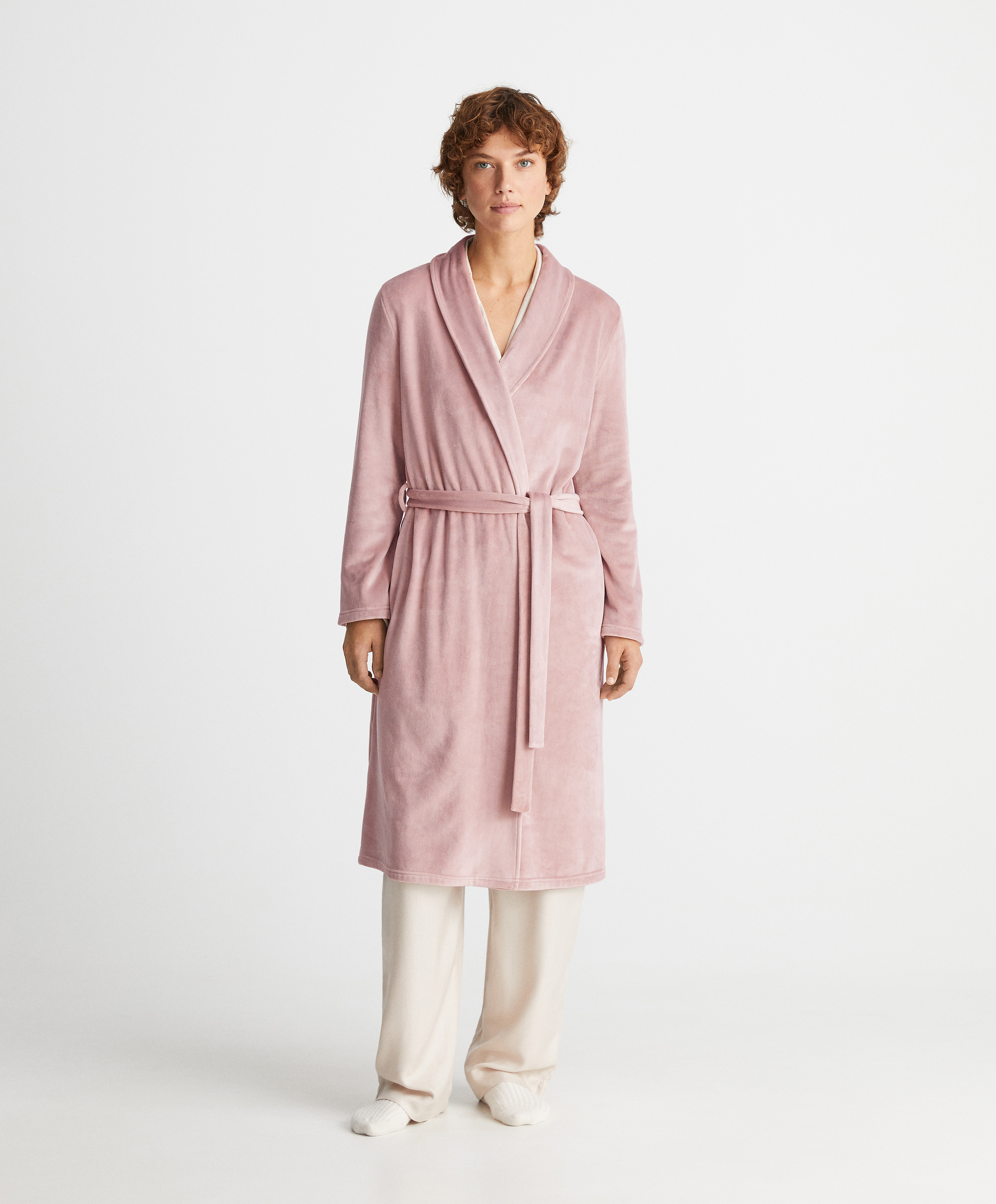 Soft touch velour fleece dressing gown