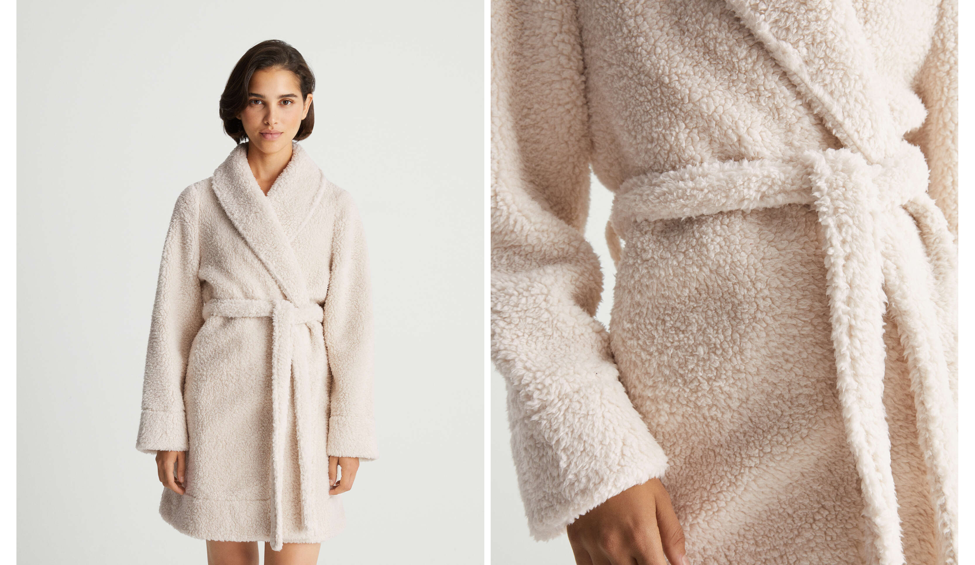 Faux-shearling dressing gown