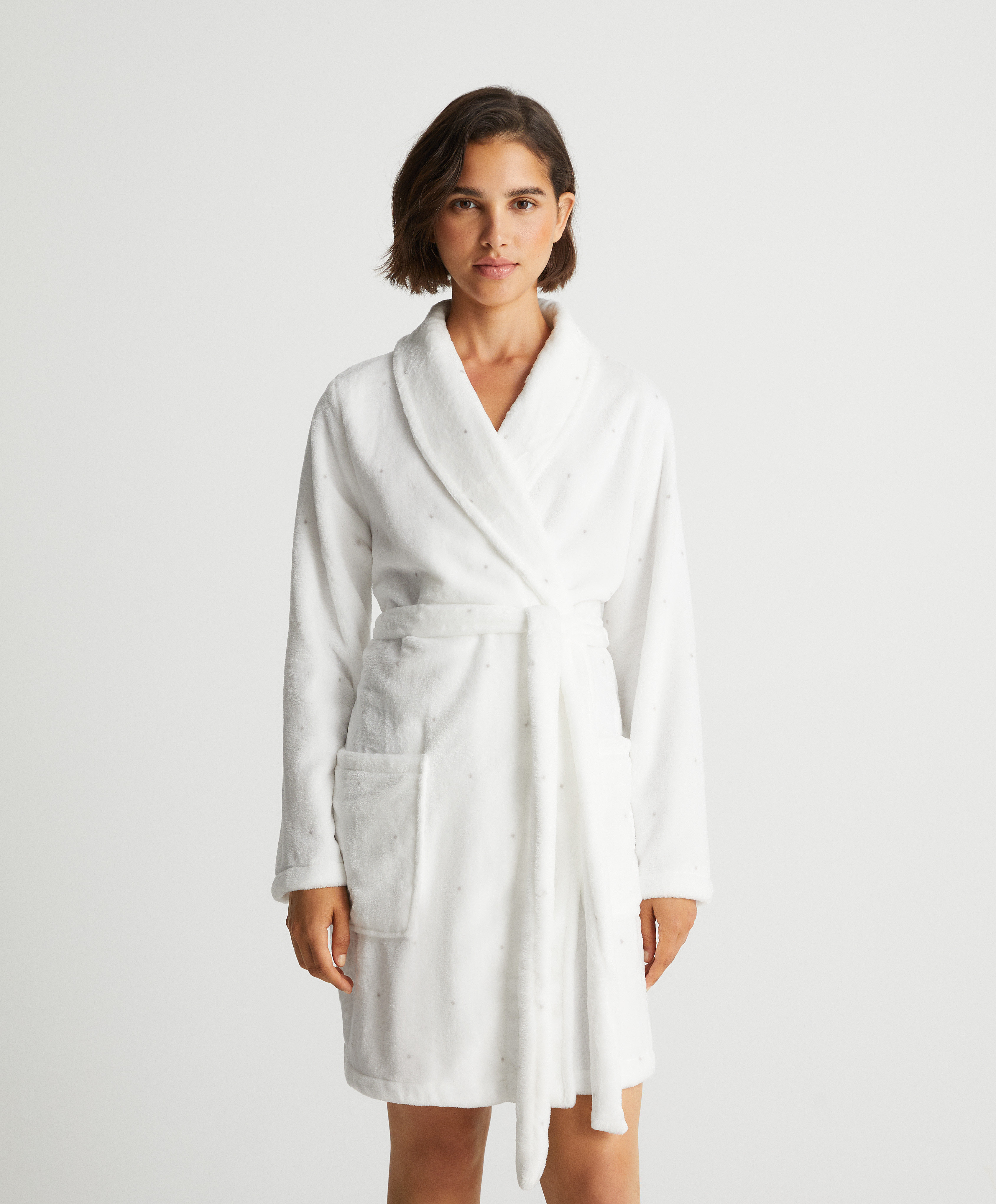 Soft touch printed fleece dressing gown