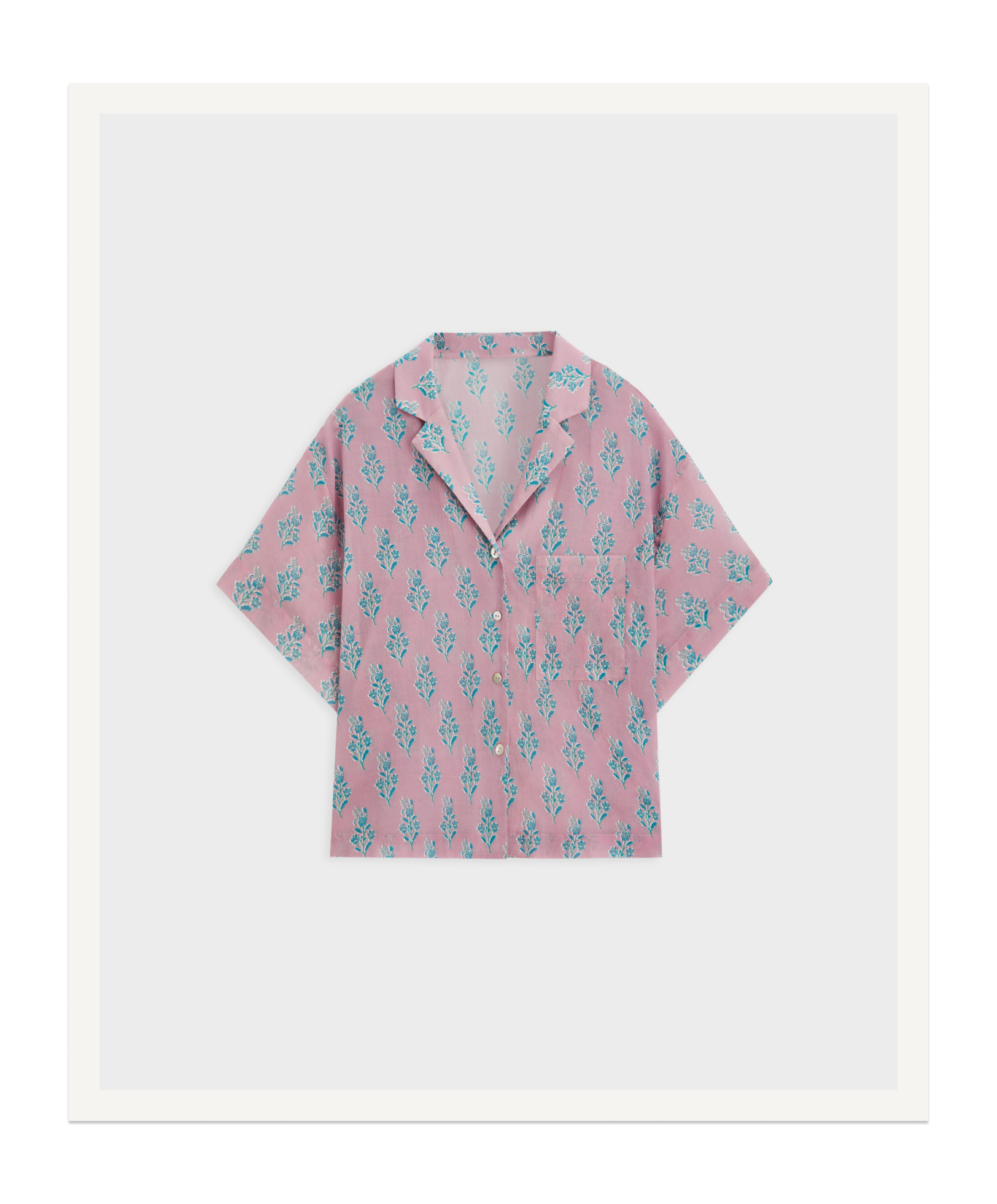 Kurzärmeliges Oberteil im Hemdschnitt aus 100 % Baumwolle mit Print