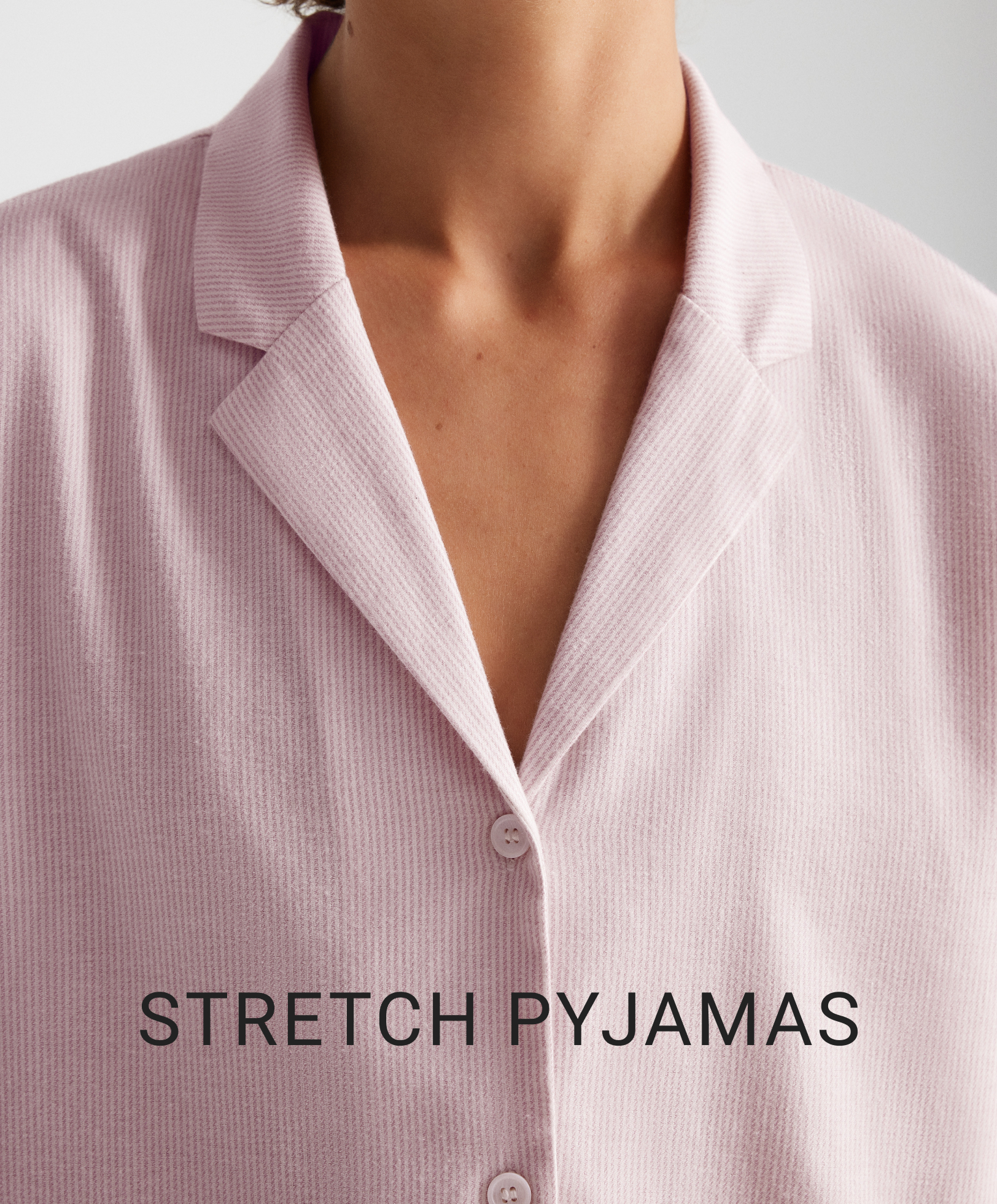Pamučni gornji deo pidžame dugih rukava sa kragnom i prugama stretch