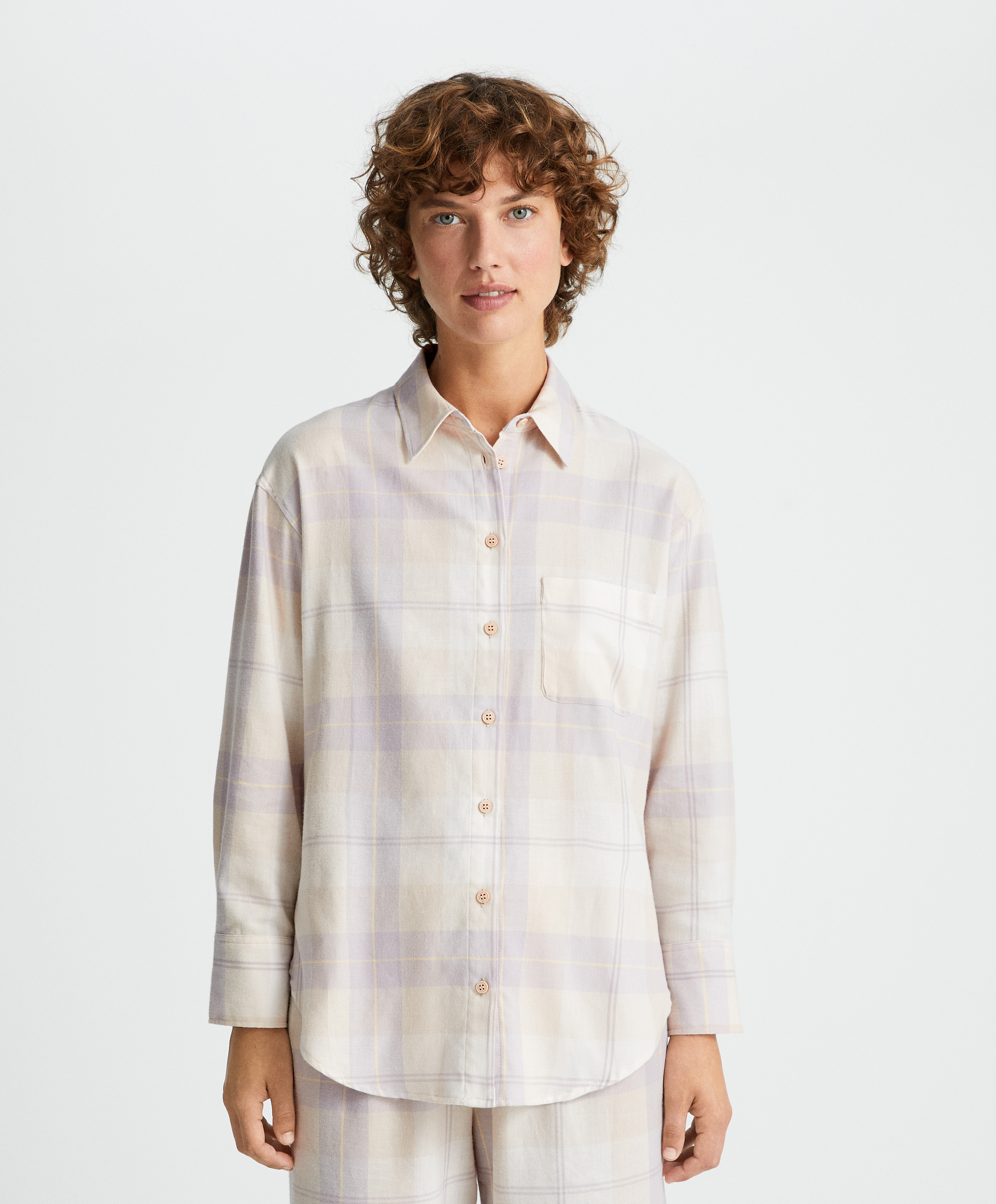 Checked 100% cotton long-sleeved shirt