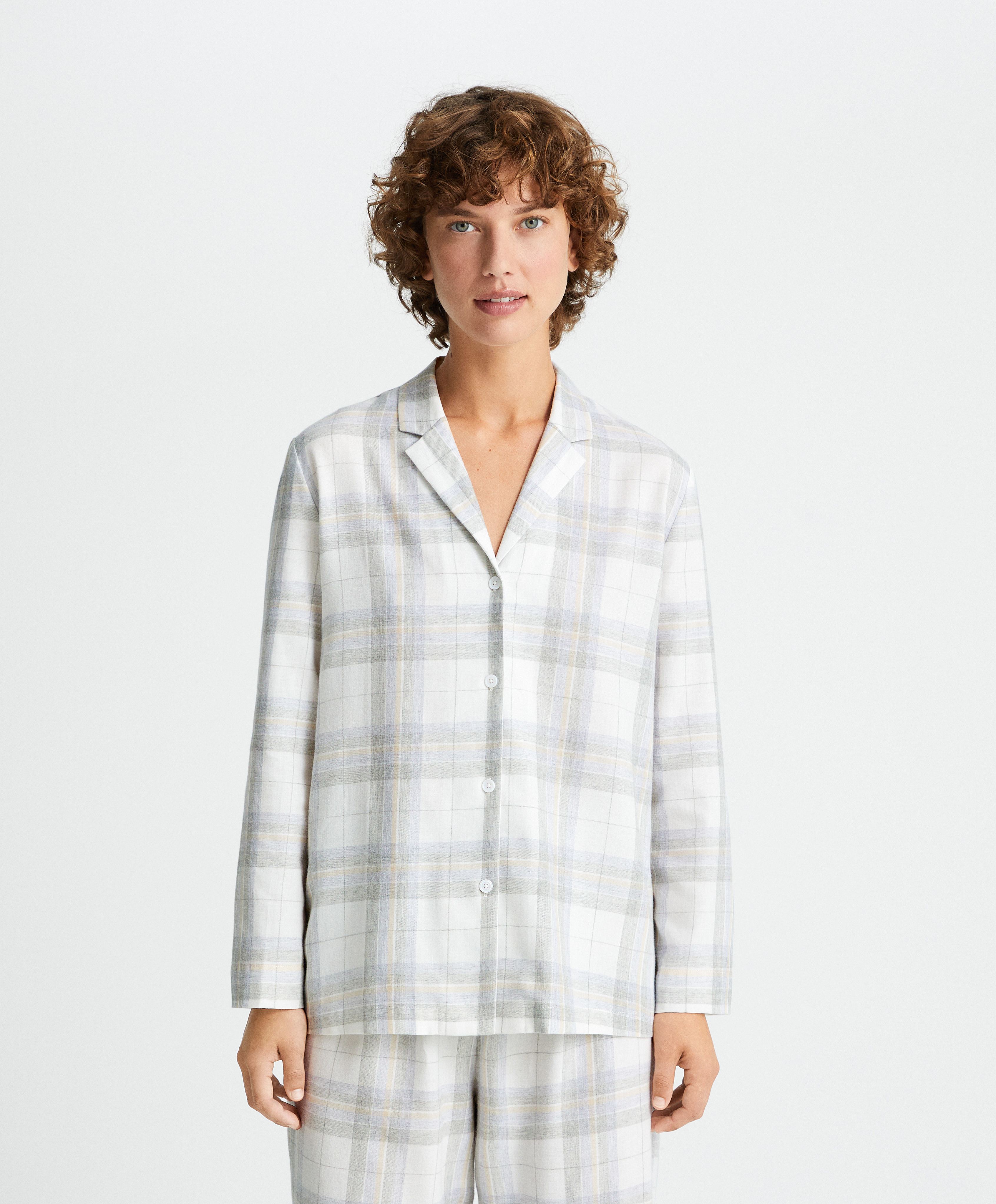 Langärmeliges Oberteil im Hemdschnitt mit Karos aus 100 % Baumwolle