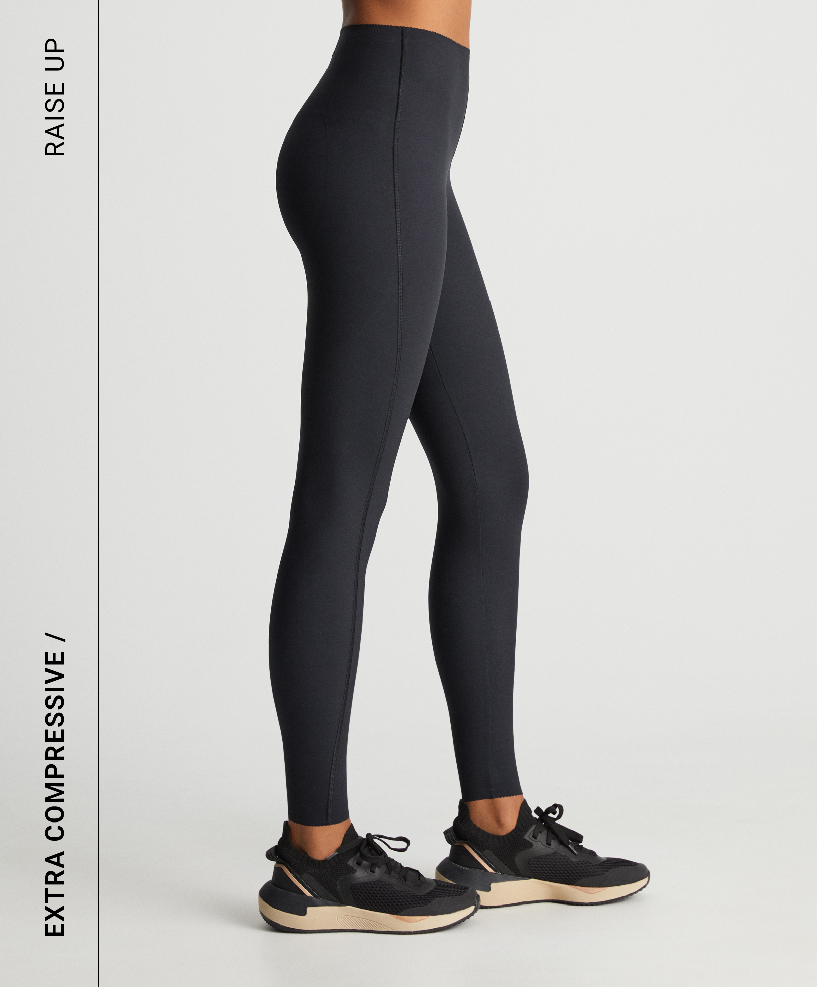 Extra-compressive raise up ankle-length leggings
