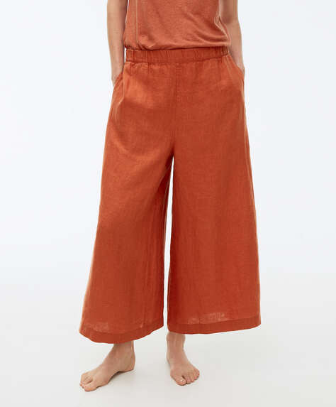 Pantalón culotte 100% lino