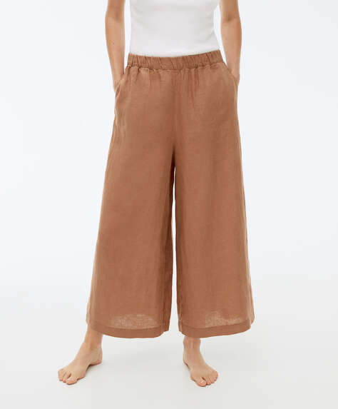 100% linen culotte trousers