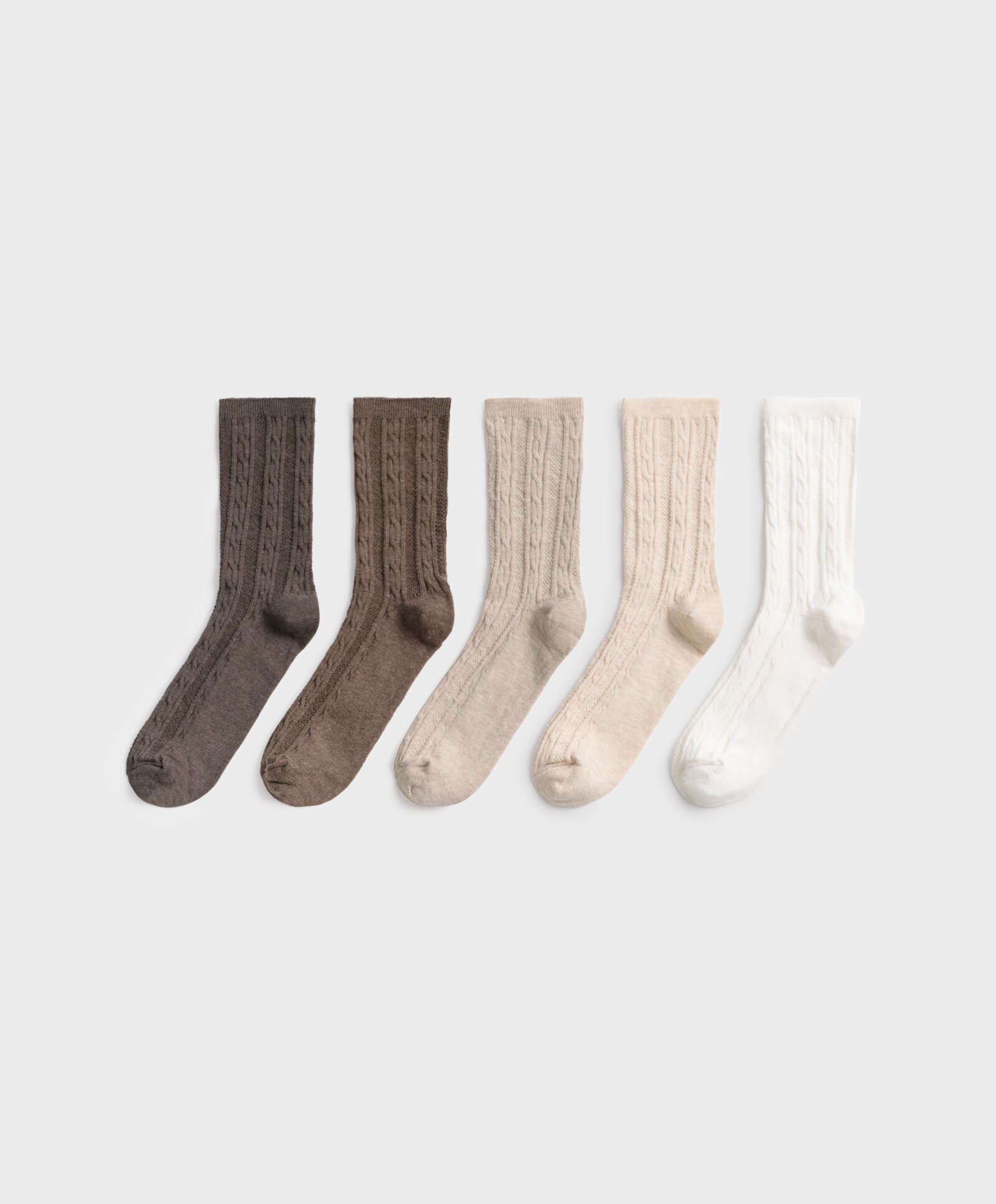 5 Paar mittellange Socken aus Baumwollstoff mit Struktur