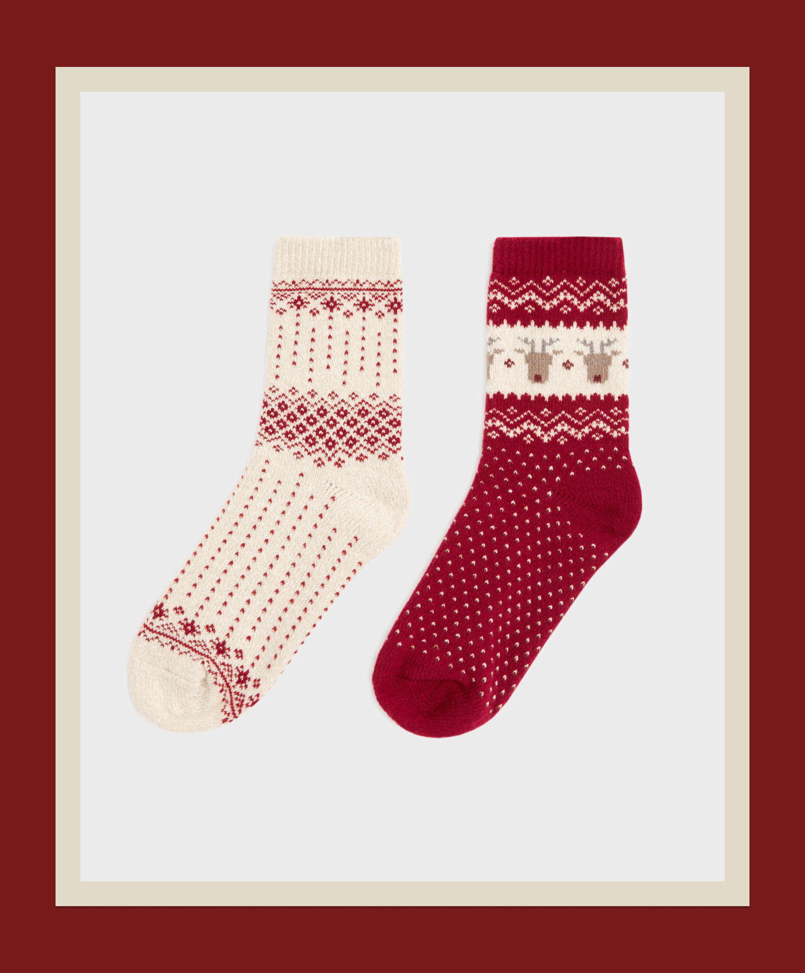 2 Paar dicke Classic-Socken mit Muster