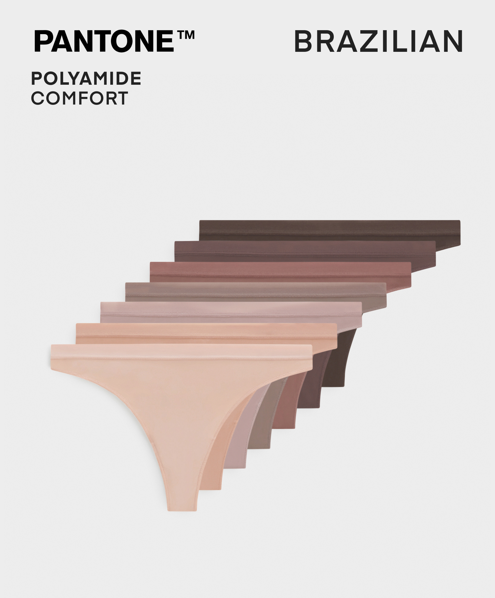 7 braguitas brasileñas PANTONE™ poliamida
