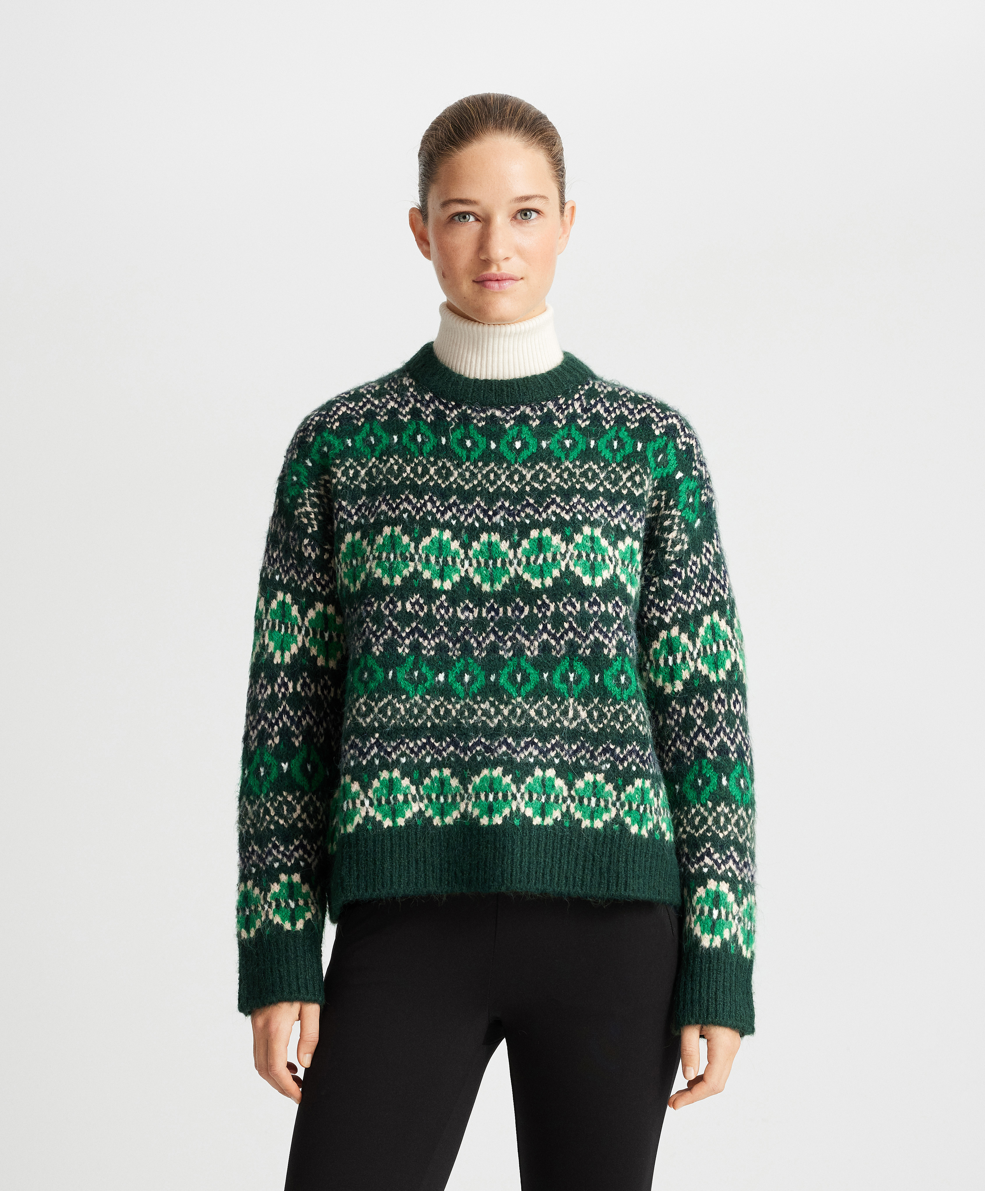 Трикотажний светр із жакардовим геометричним візерунком