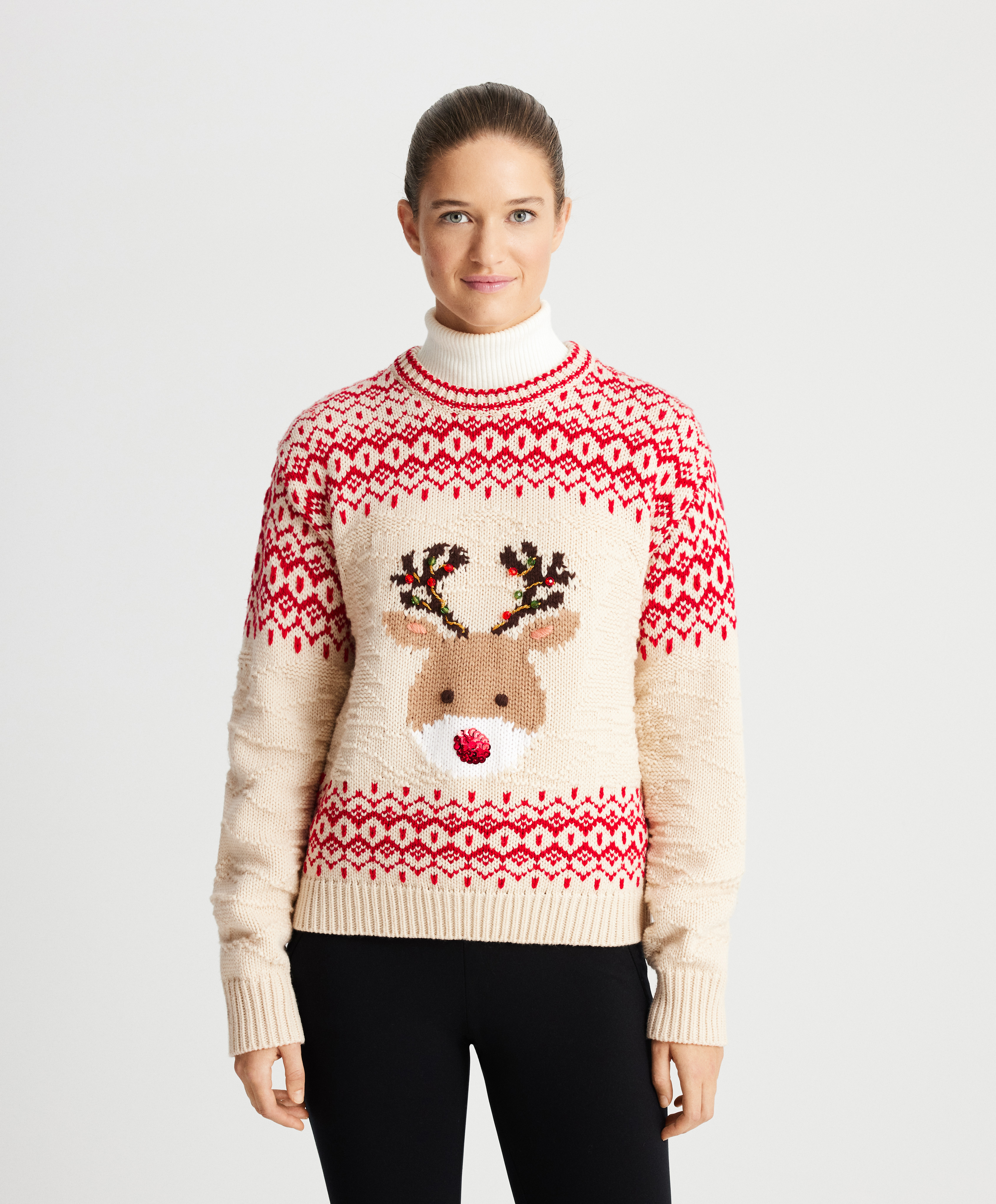 Jacquard-knit reindeer jumper