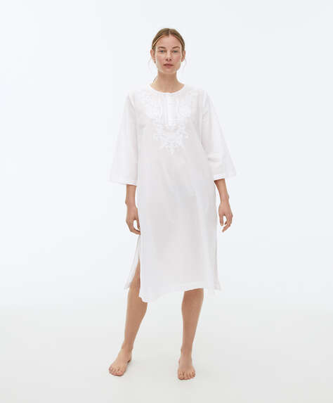 Embroidered 100% cotton long tunic