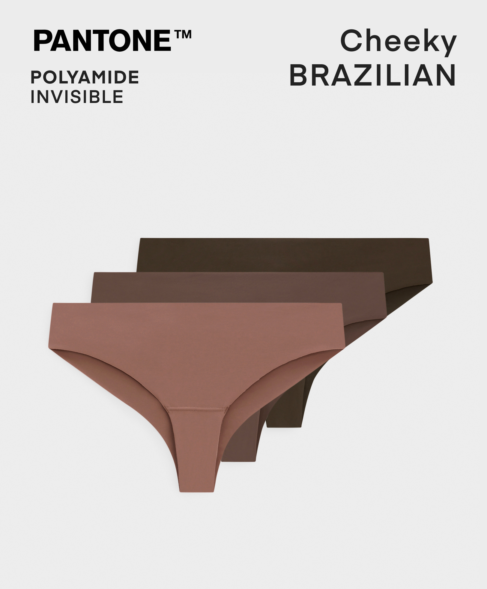 3 braguitas brasileñas PANTONE™ invisibles