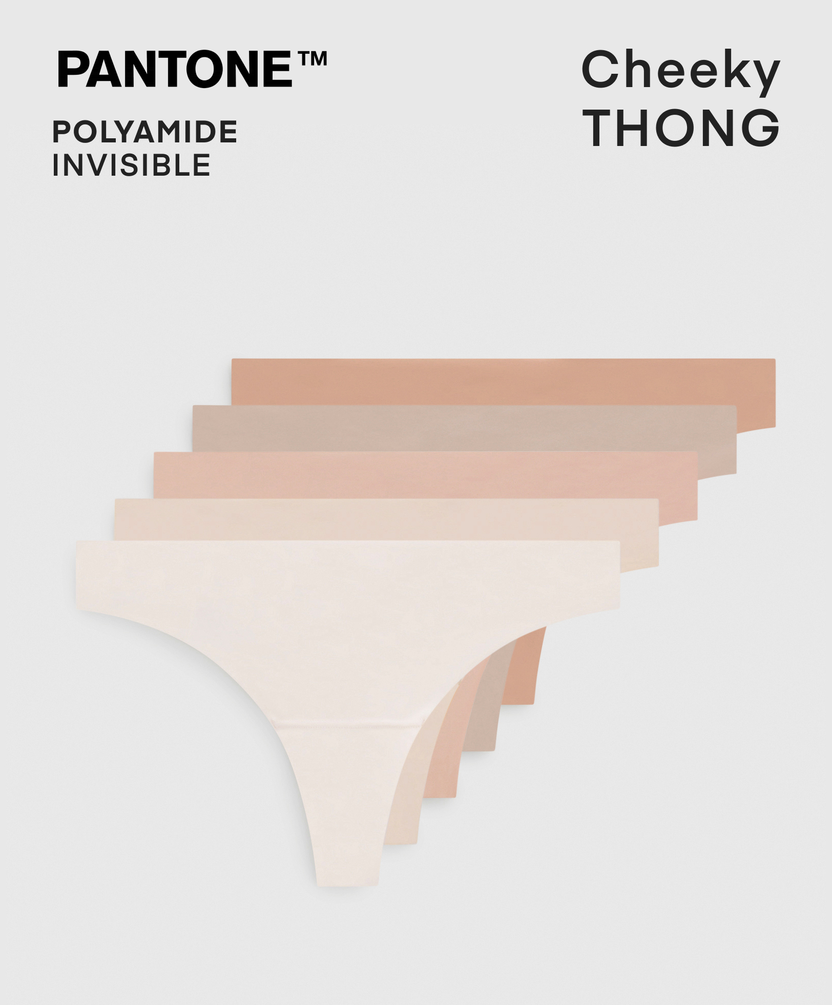 5 PANTONE™ invisible thongs