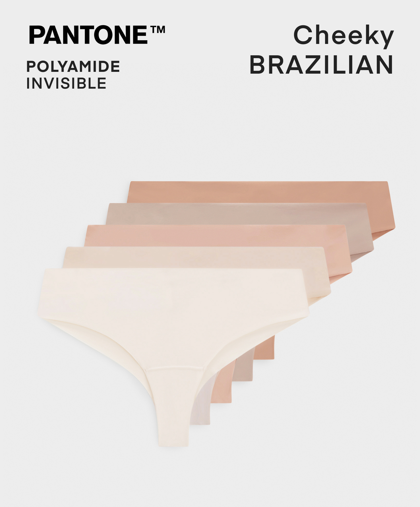 5 PANTONE™ invisible Brazilian briefs