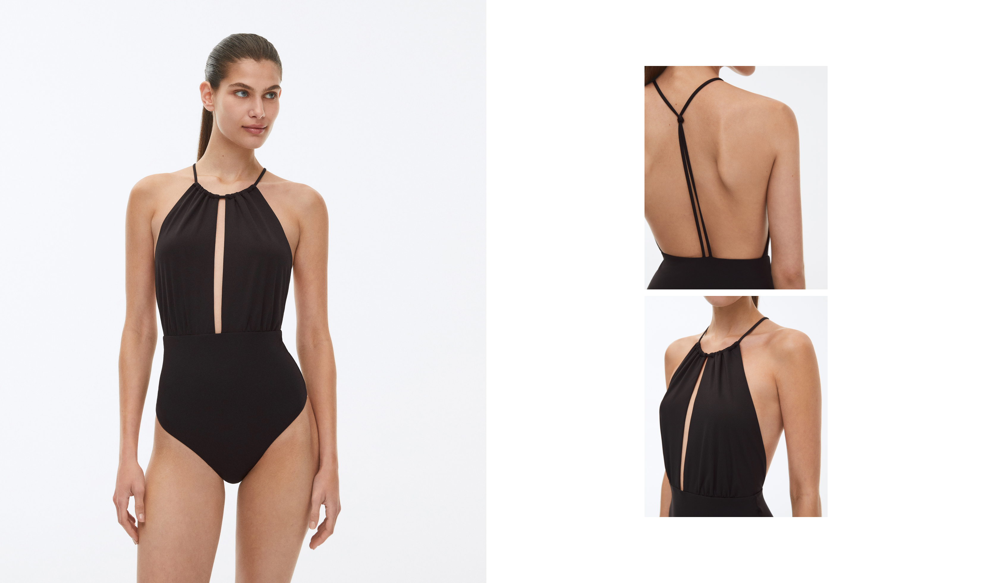 Ruched halter swimsuit