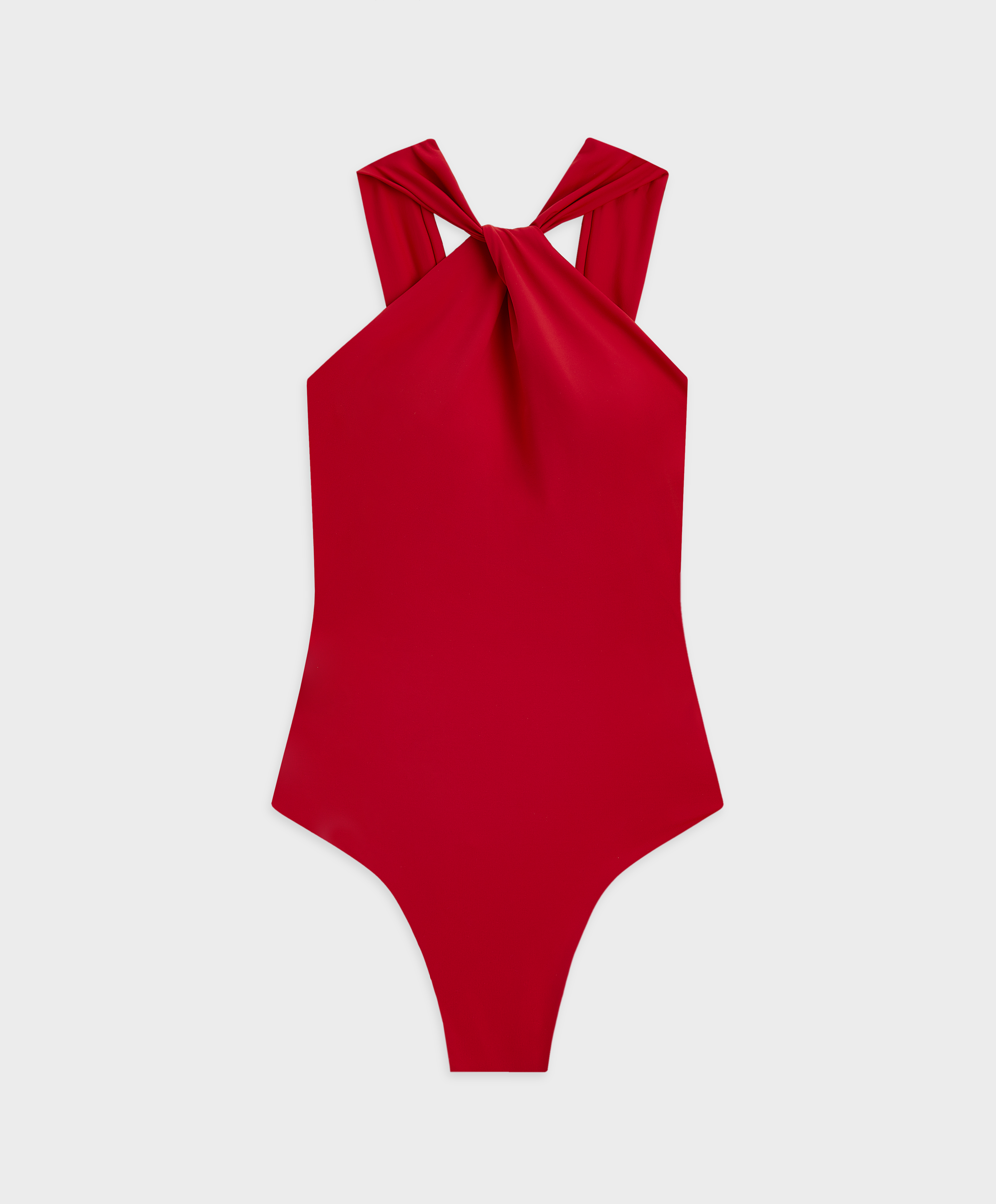 Jednodelni drapirani kupaći kostim sa halter izrezom