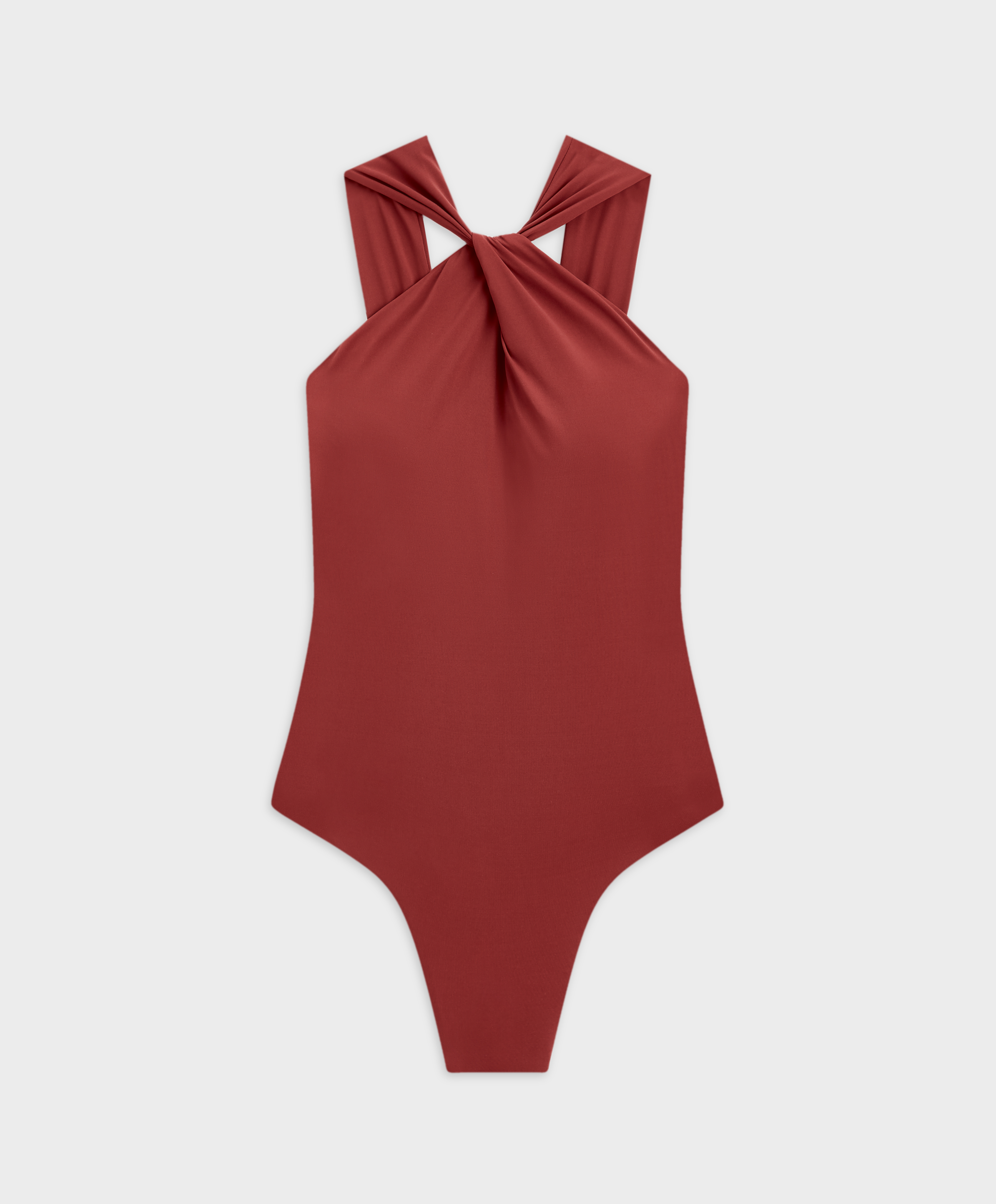 Jednodelni drapirani kupaći kostim sa halter izrezom extra soft