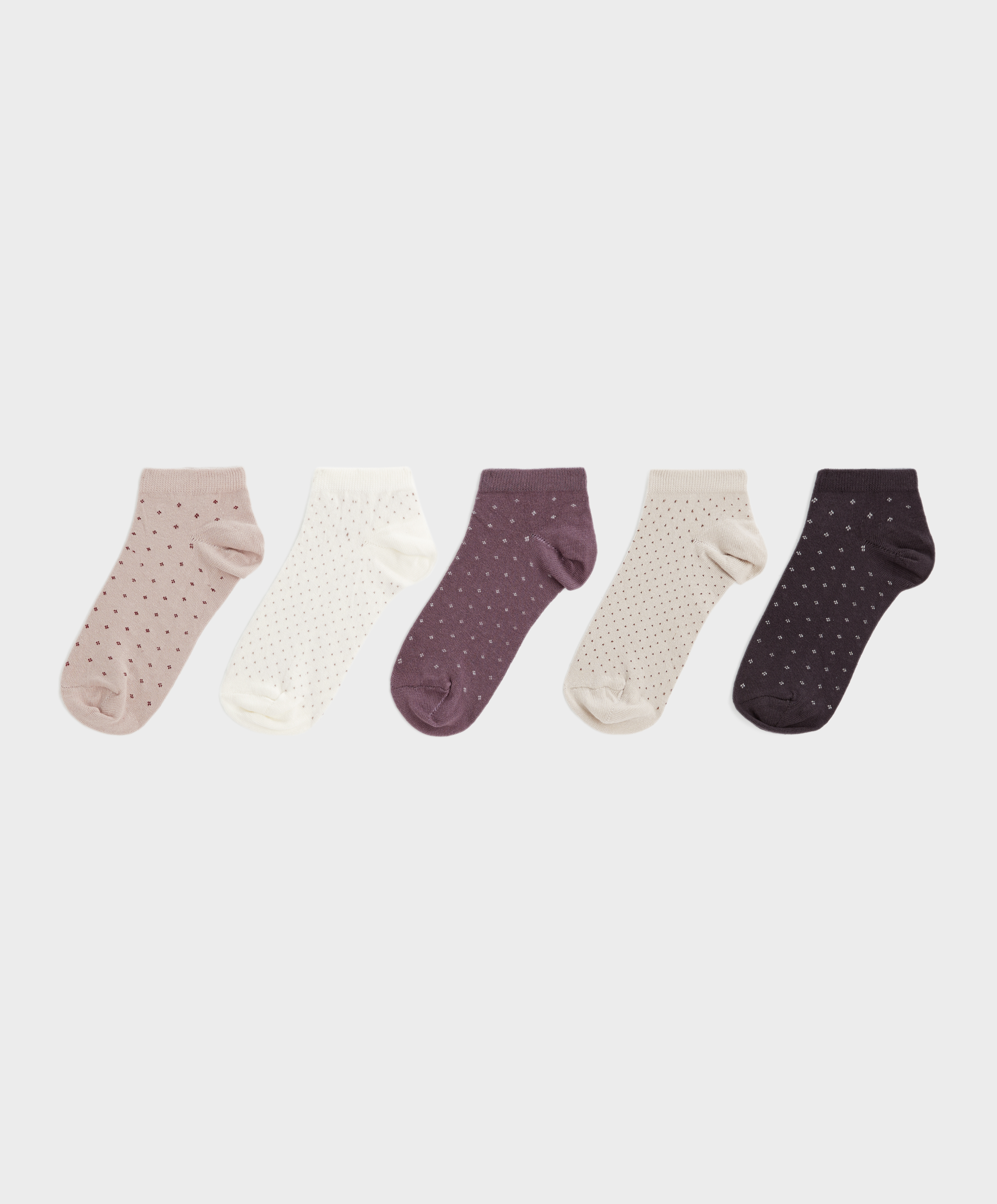 Pack de 5 pares de meias em algodão com padrão para sapatilhas