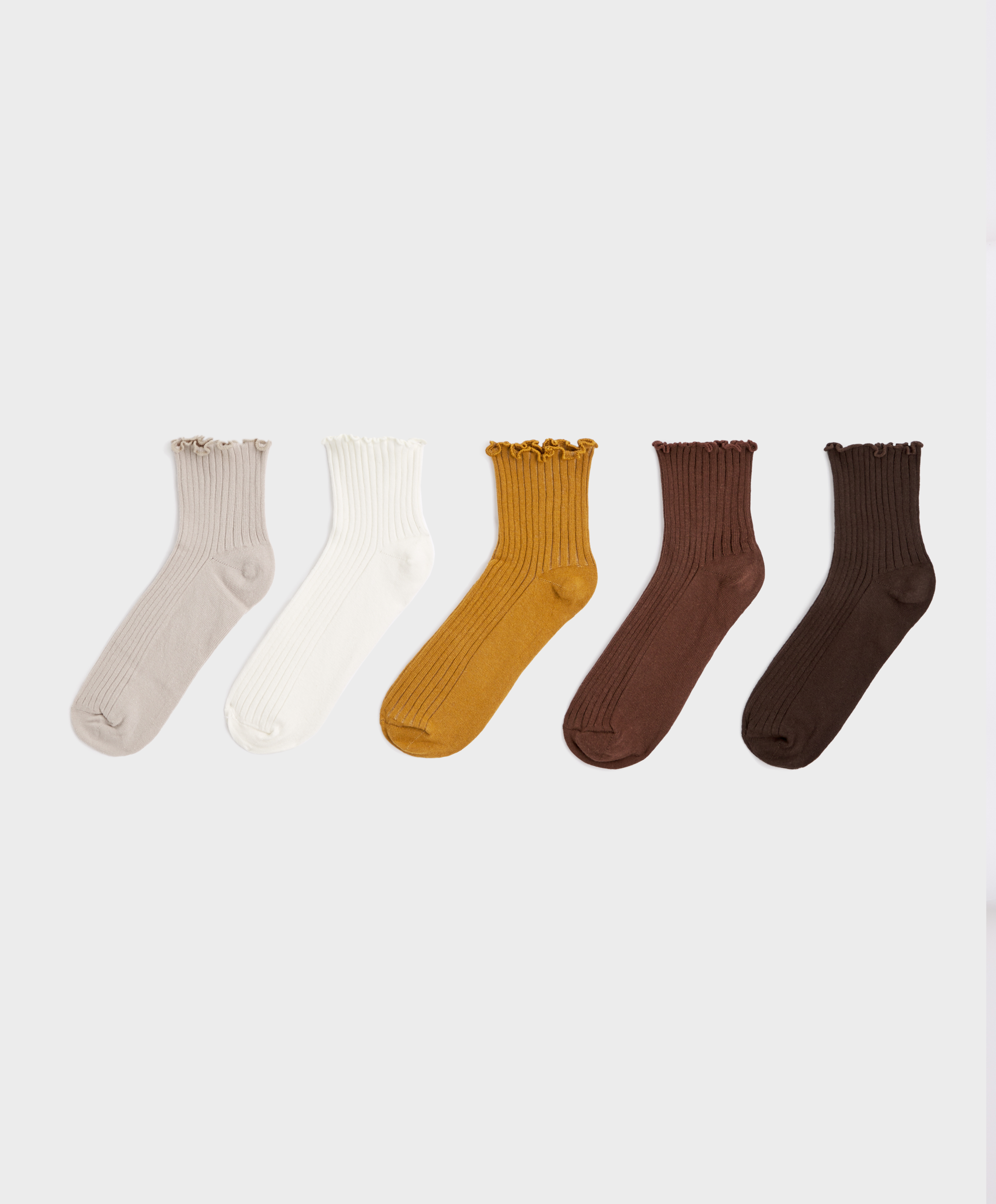 5 pairs of cotton quarter socks with curled edge