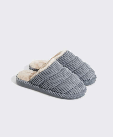 Padded corduroy slippers