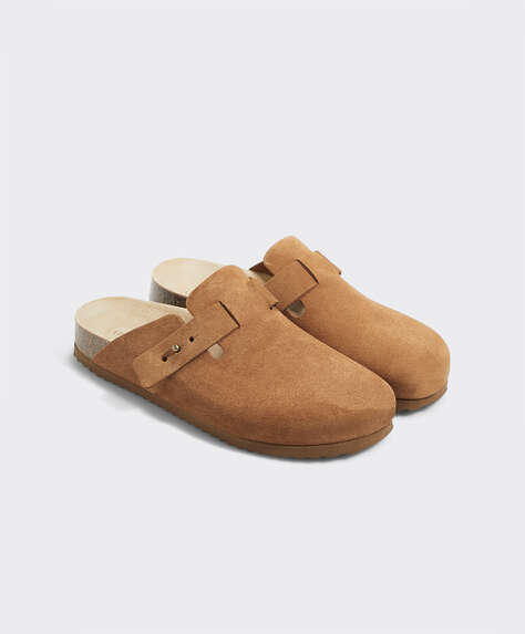 Split-leather slider slippers