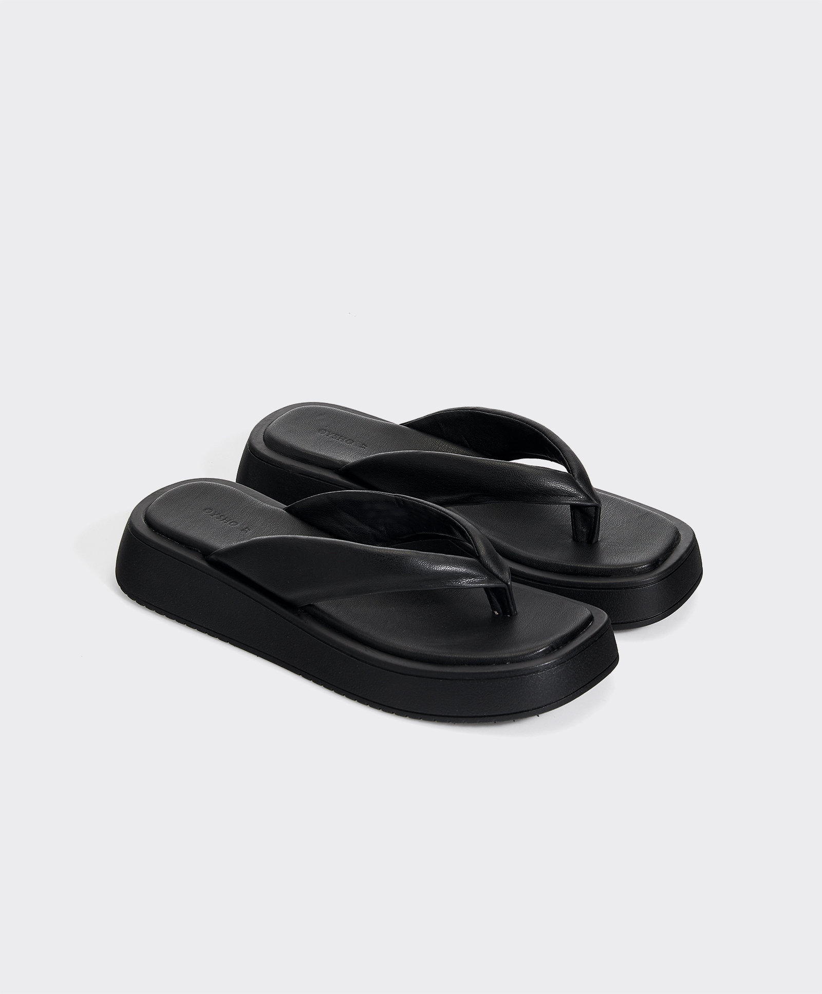 black platform thong sandals
