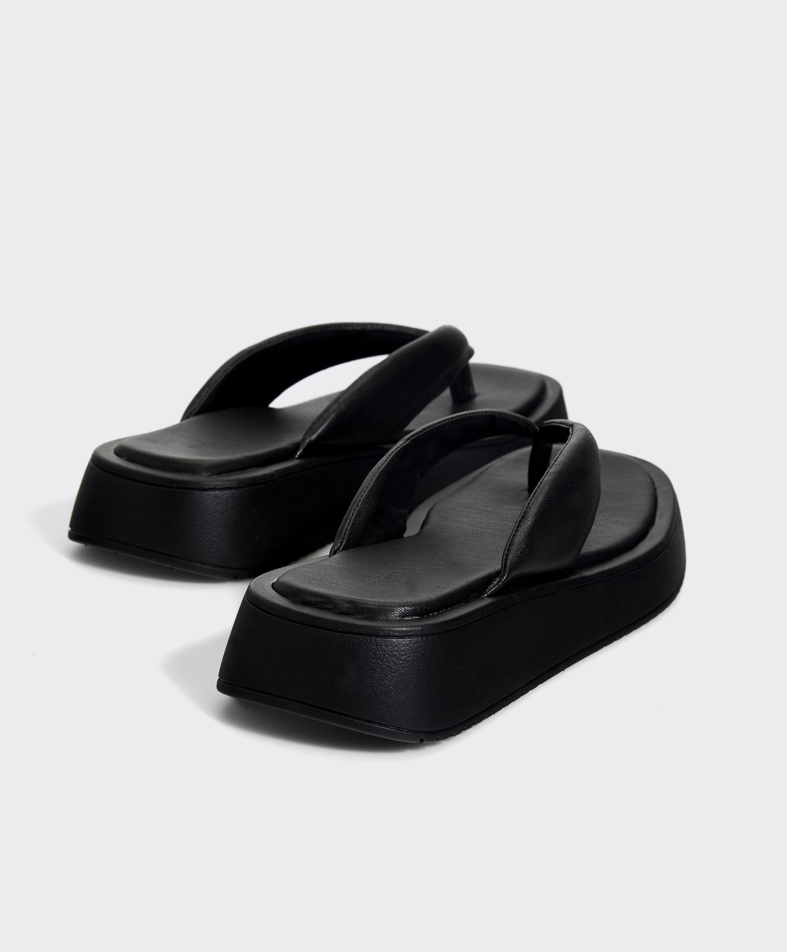 black platform thong sandals