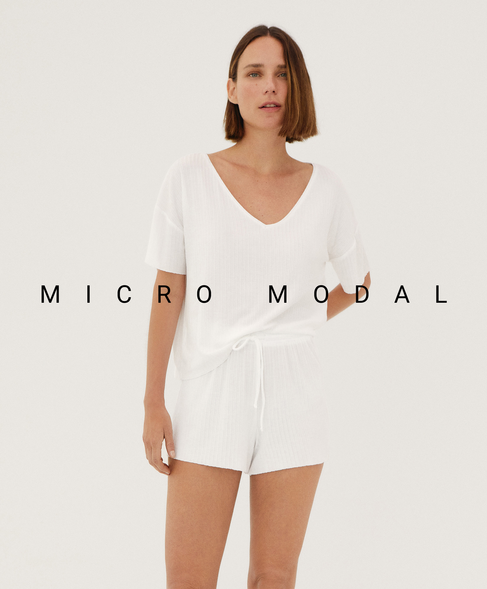Ribbed micromodal short pyjama set