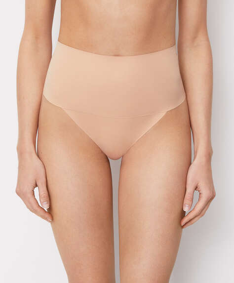 High-waisted invisible laser-cut thong