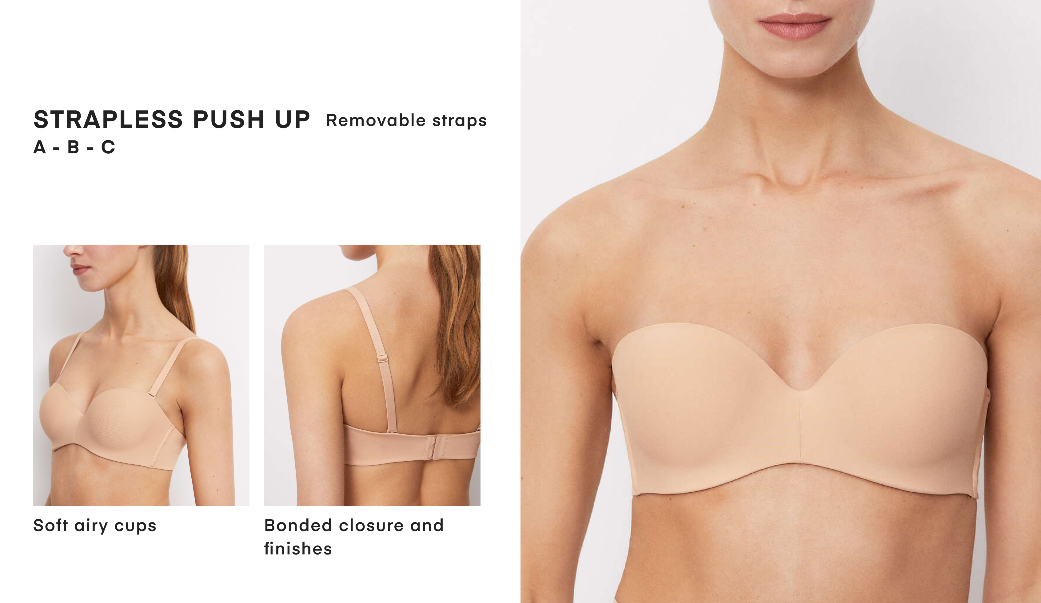 0122/104 Polyamide push-up bra with removable straps