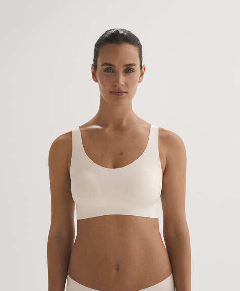 Laser-cut invisible T-shirt bra top