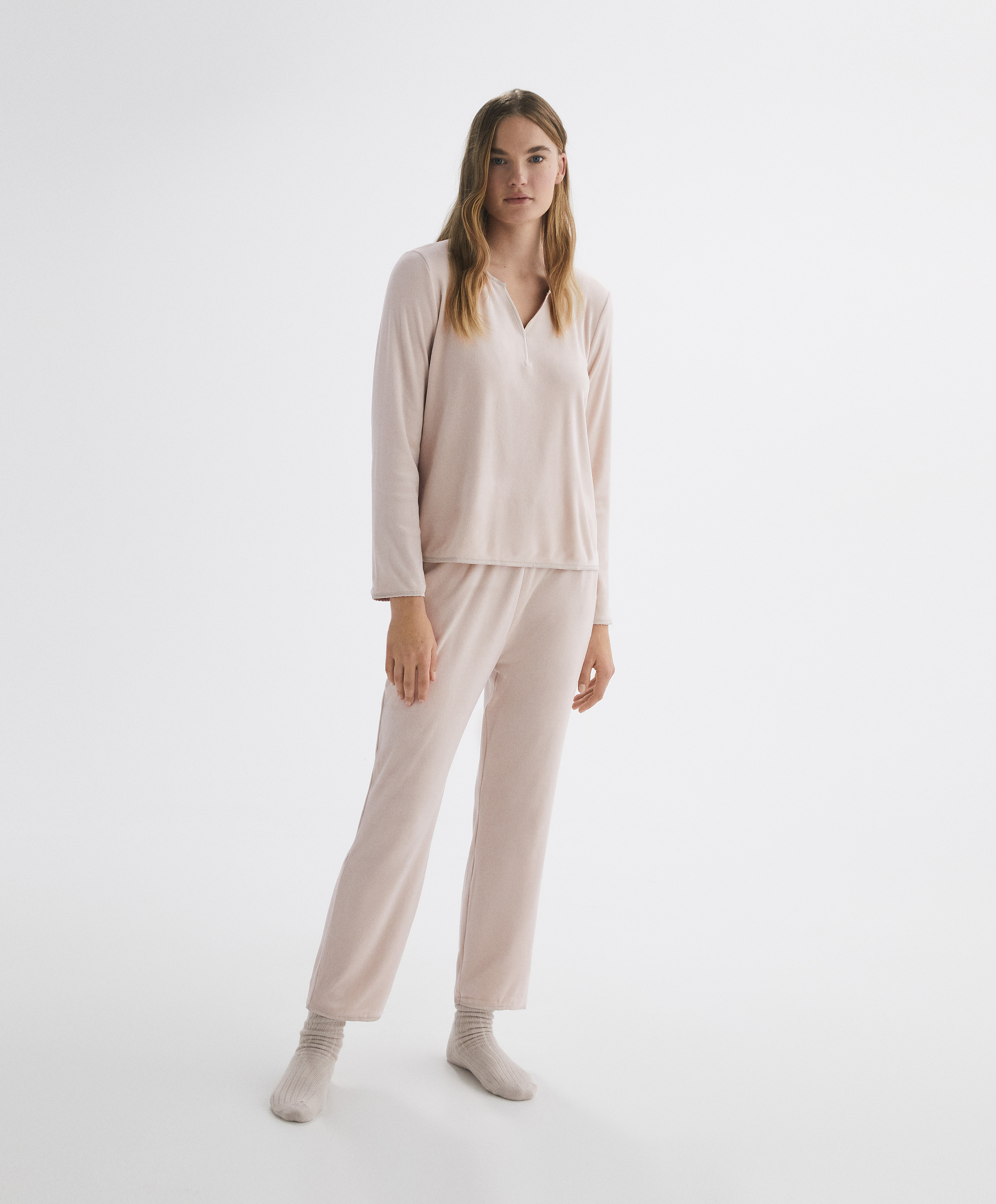 Pantalón largo velour polar - Pijamas - Dormir | Oysho AD