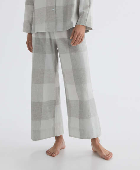 Pantalón culotte 100% algodón cuadros