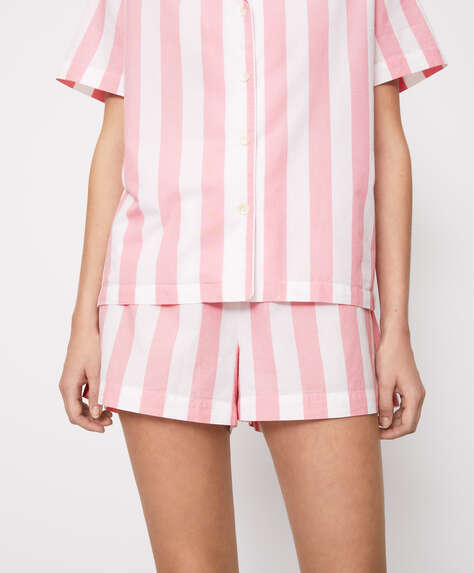 Striped cotton poplin shorts