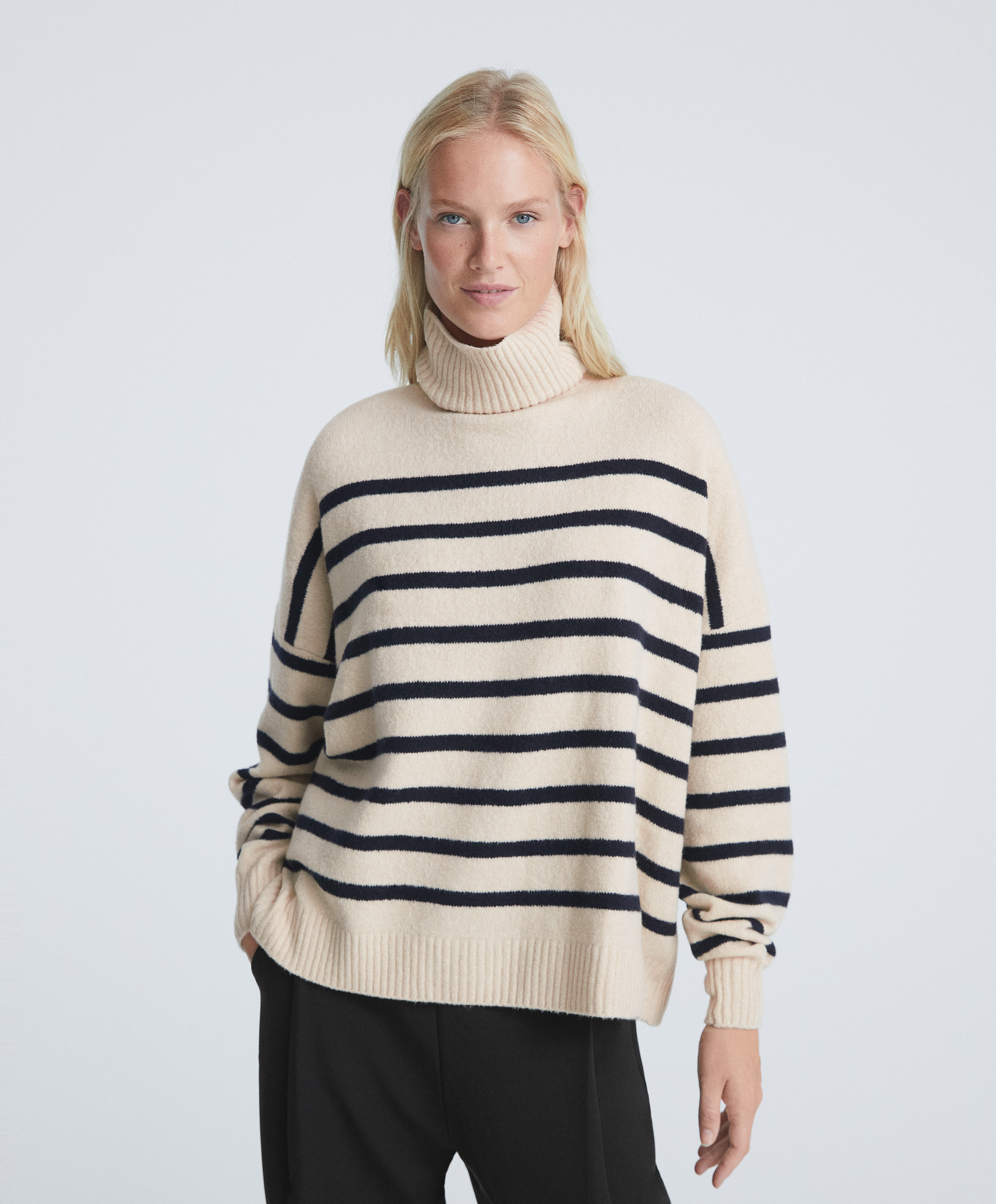 striped polo neck jumper womens